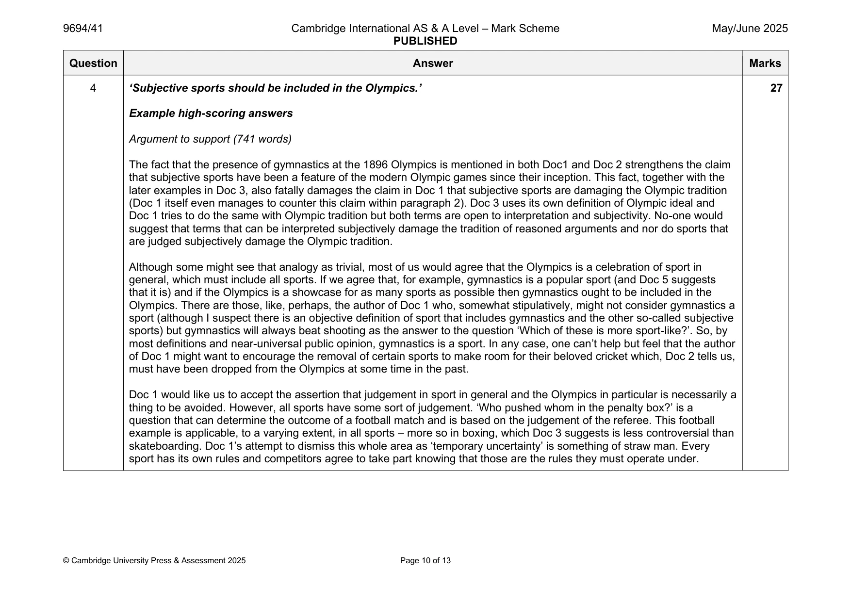 Mark scheme, page 10 of 13