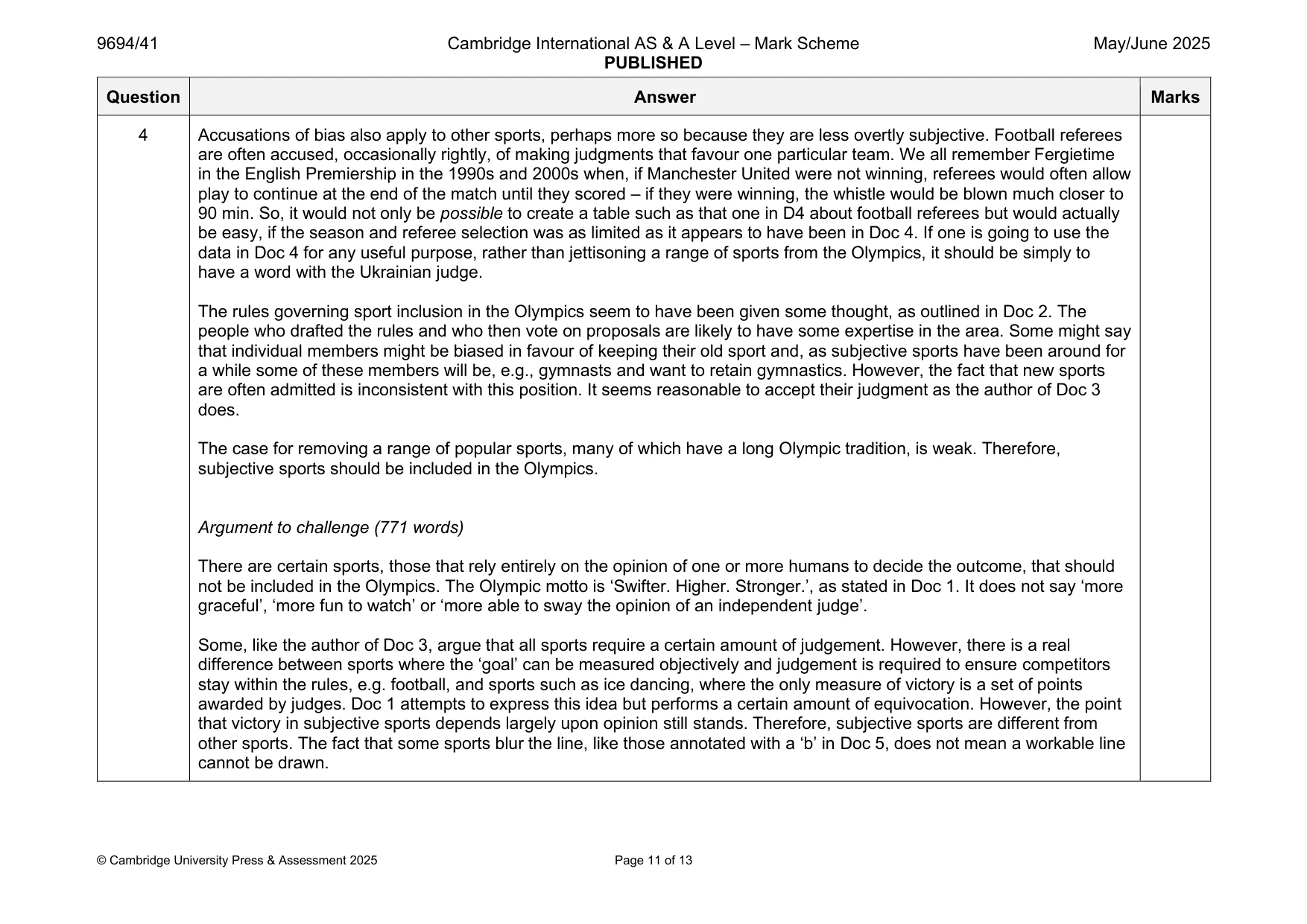 Mark scheme, page 11 of 13