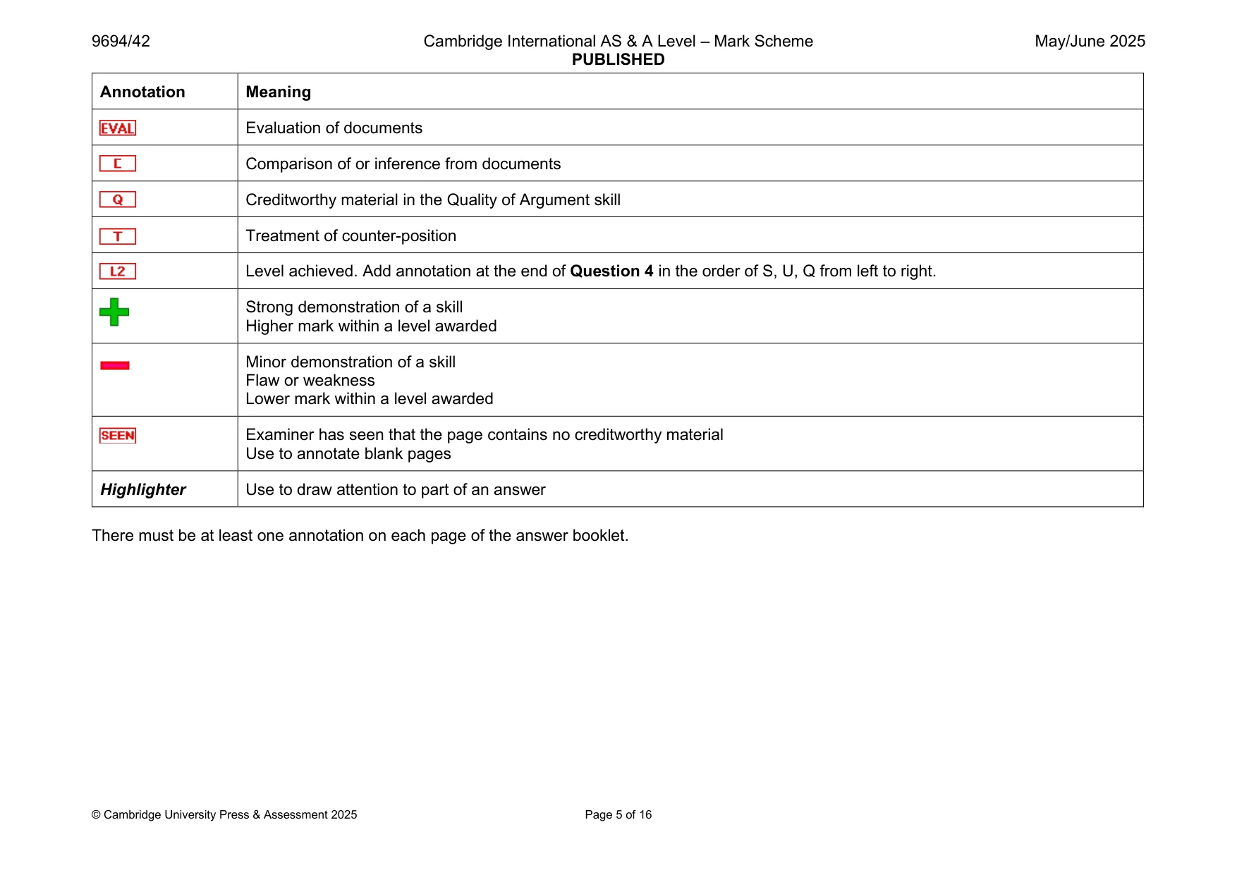 Mark scheme, page 5 of 16