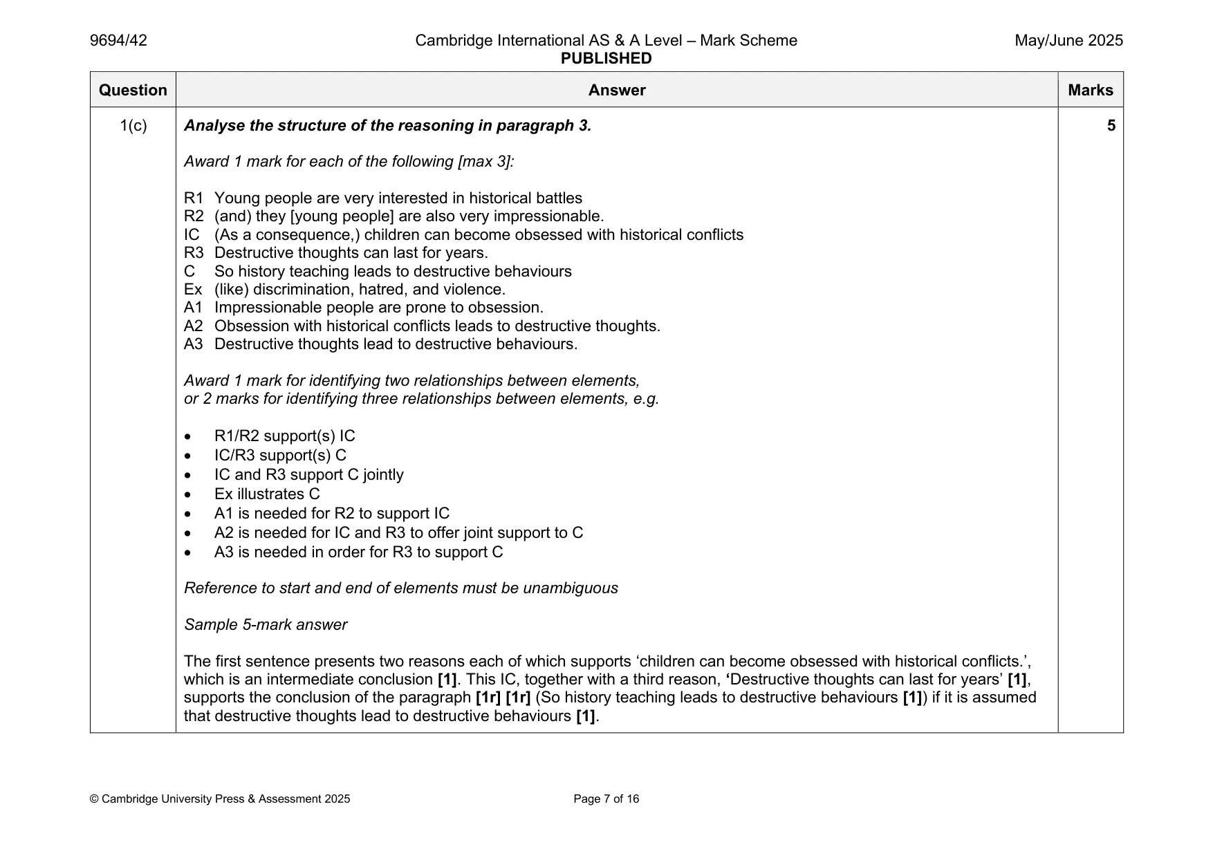 Mark scheme, page 7 of 16