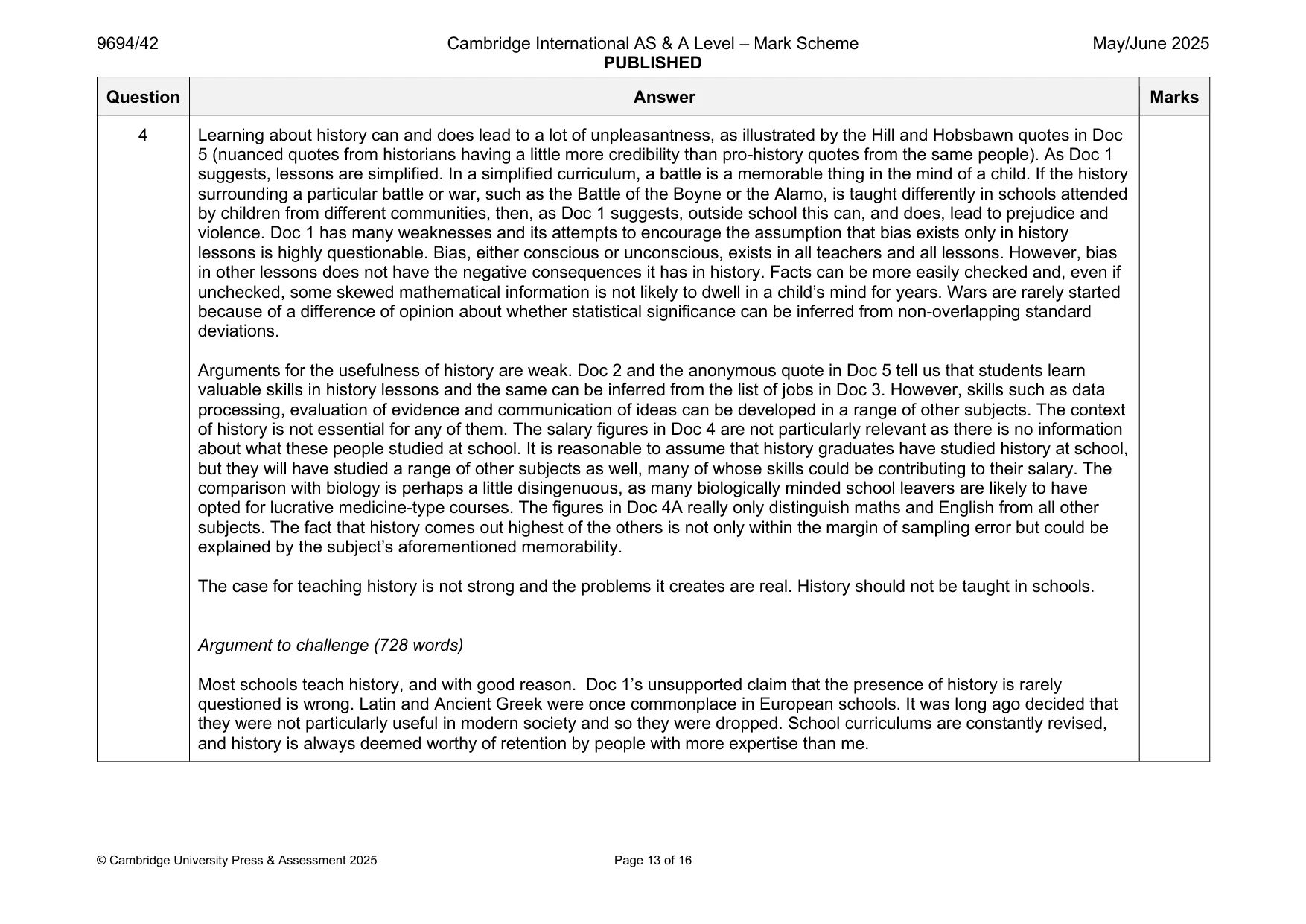 Mark scheme, page 13 of 16