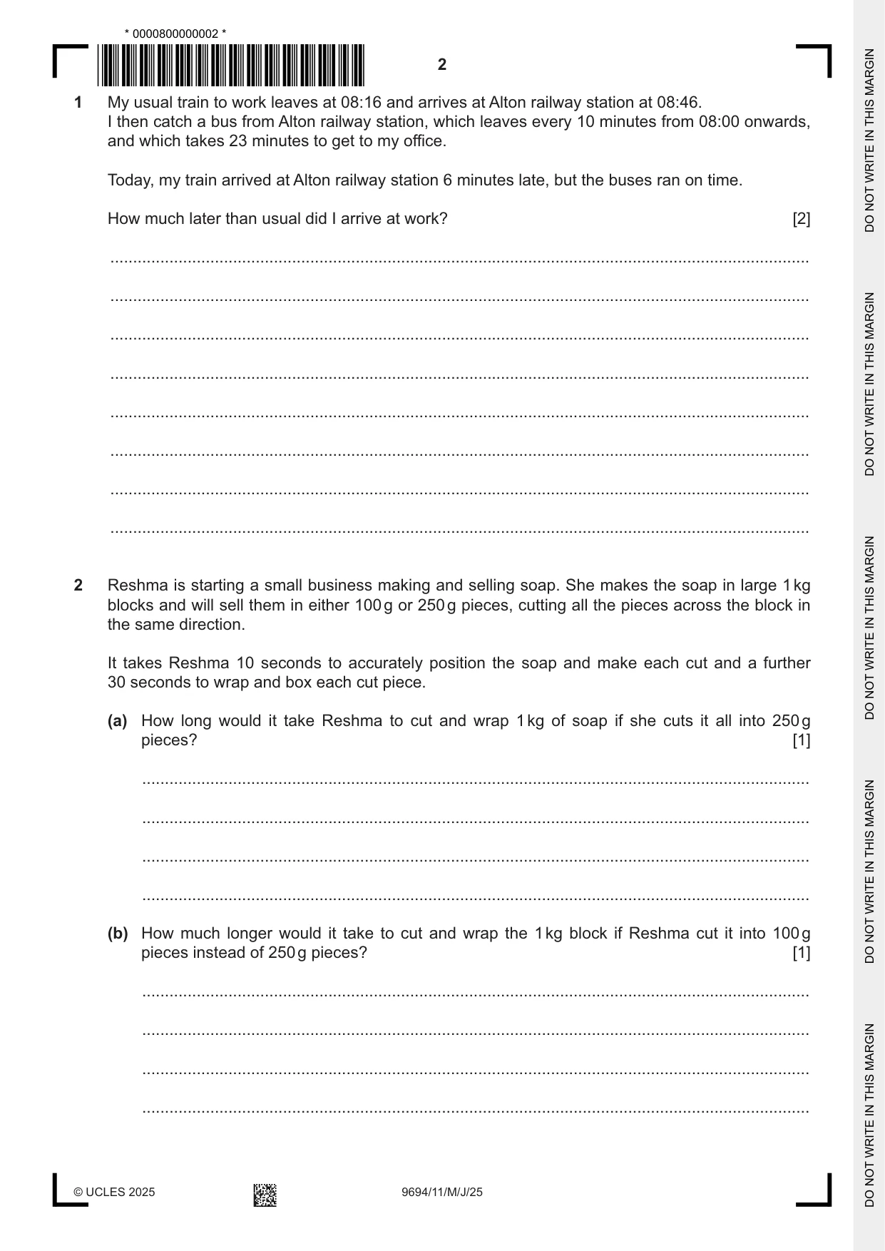 Cambridge A Level Thinking Skills 9694 2025 May/June Paper 1 · Variant 1 question paper, page 2 of 16