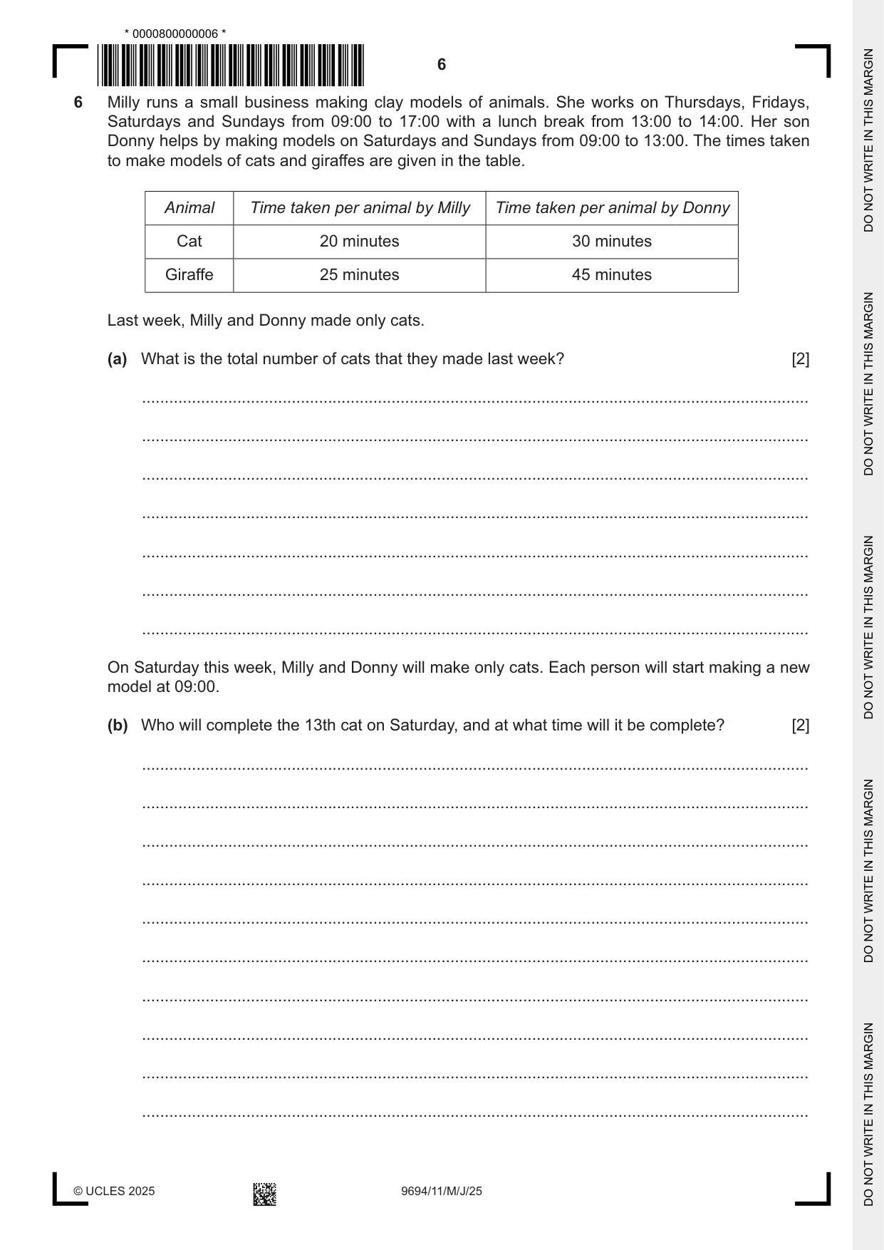 Cambridge A Level Thinking Skills 9694 2025 May/June Paper 1 · Variant 1 question paper, page 6 of 16