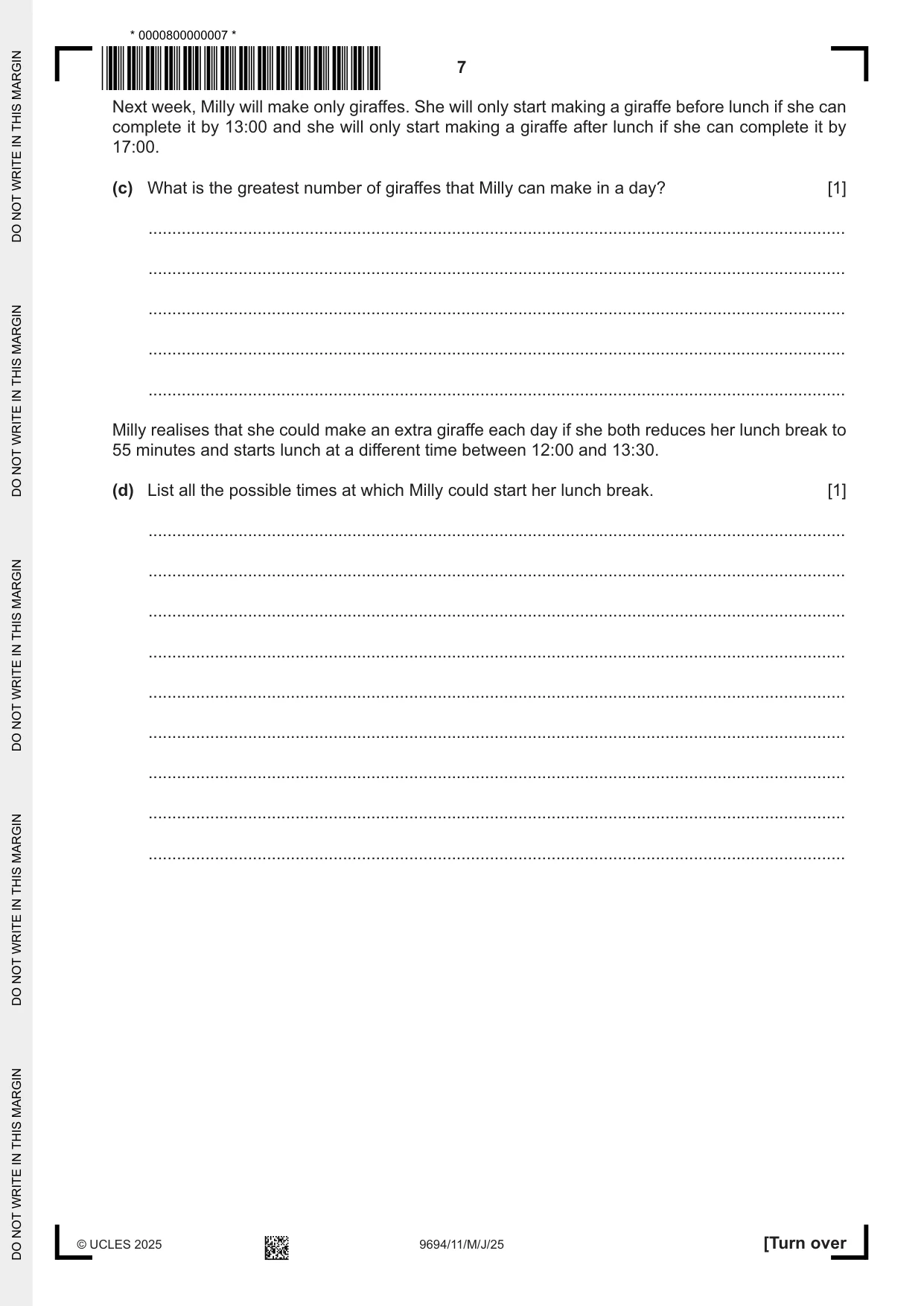 Cambridge A Level Thinking Skills 9694 2025 May/June Paper 1 · Variant 1 question paper, page 7 of 16