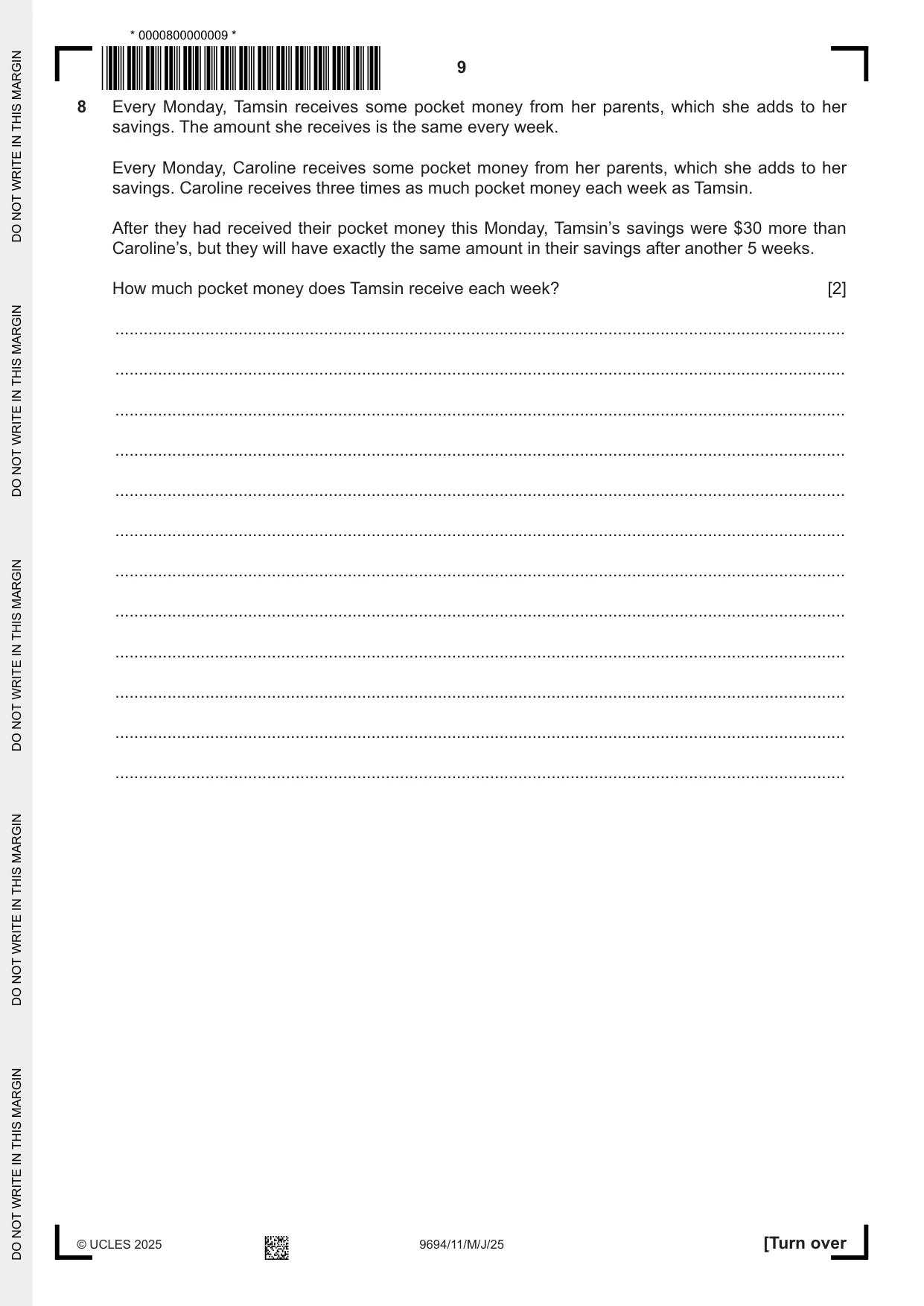 Cambridge A Level Thinking Skills 9694 2025 May/June Paper 1 · Variant 1 question paper, page 9 of 16