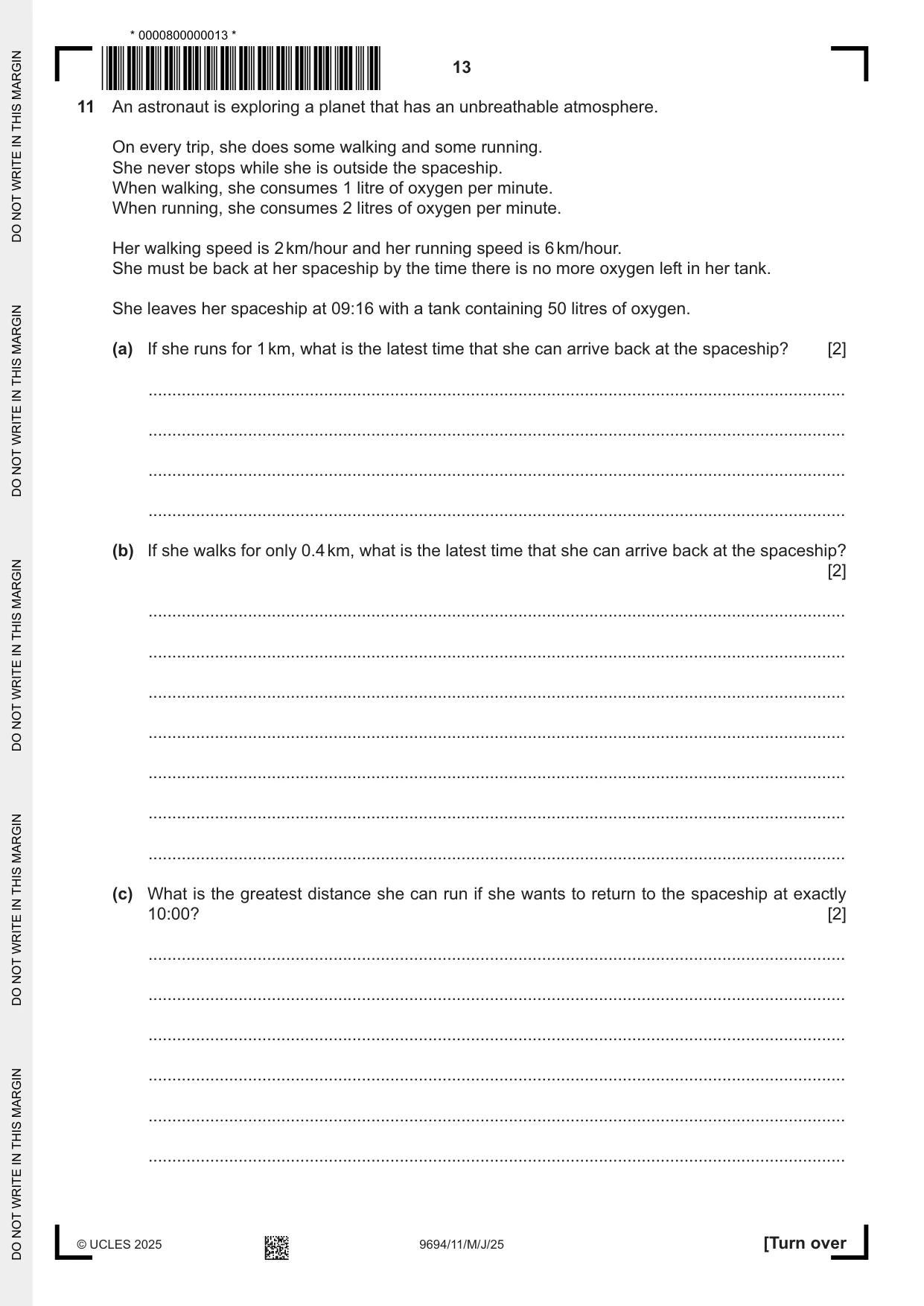 Cambridge A Level Thinking Skills 9694 2025 May/June Paper 1 · Variant 1 question paper, page 13 of 16