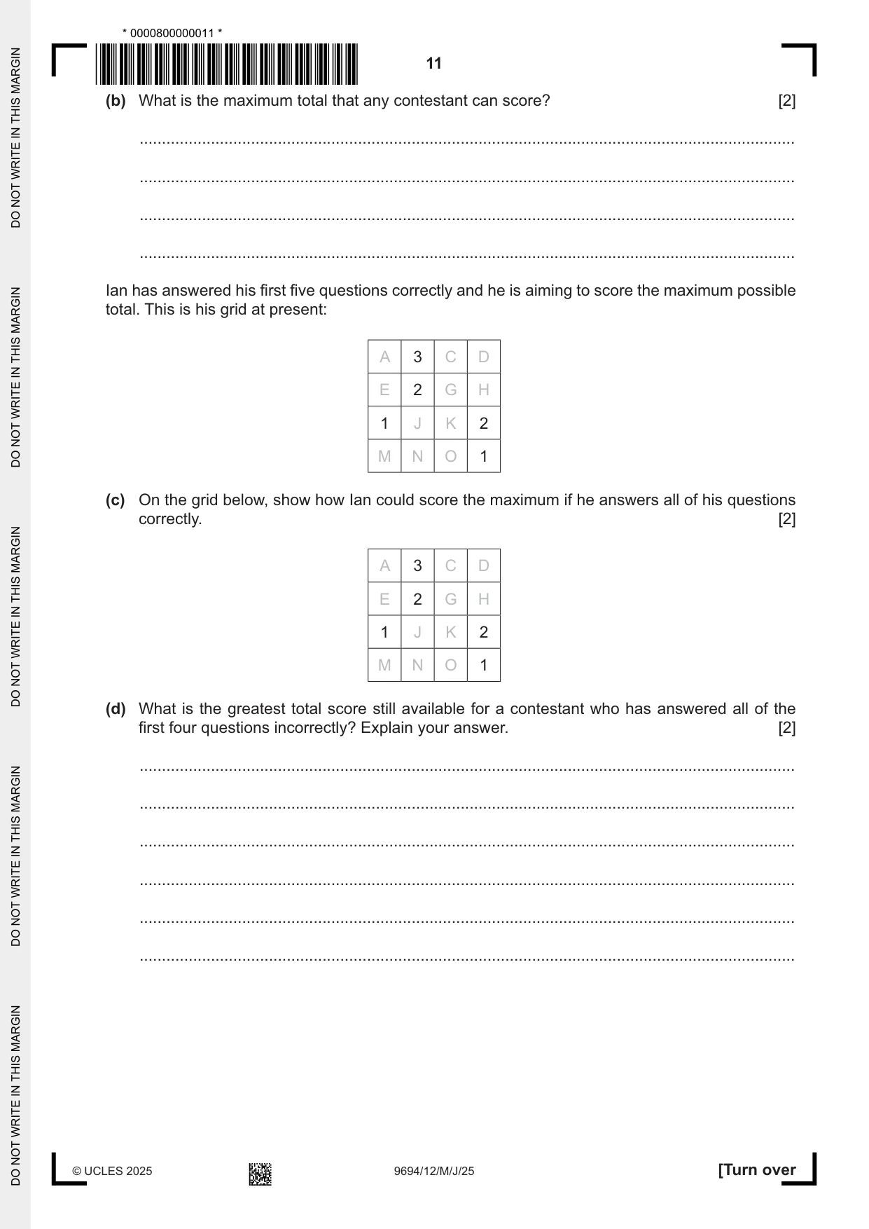 Cambridge A Level Thinking Skills 9694 2025 May/June Paper 1 · Variant 2 question paper, page 11 of 16