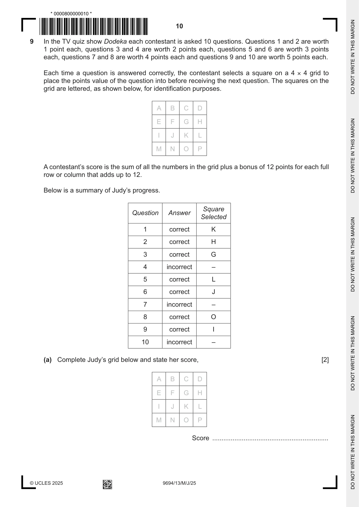 Cambridge A Level Thinking Skills 9694 2025 May/June Paper 1 · Variant 3 question paper, page 10 of 16