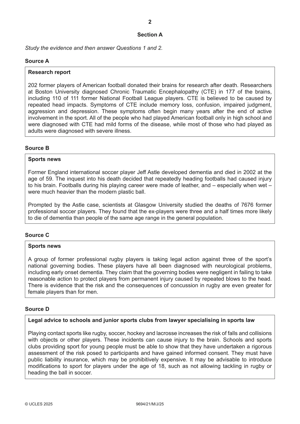 Cambridge A Level Thinking Skills 9694 2025 May/June Paper 2 · Variant 1 question paper, page 2 of 8