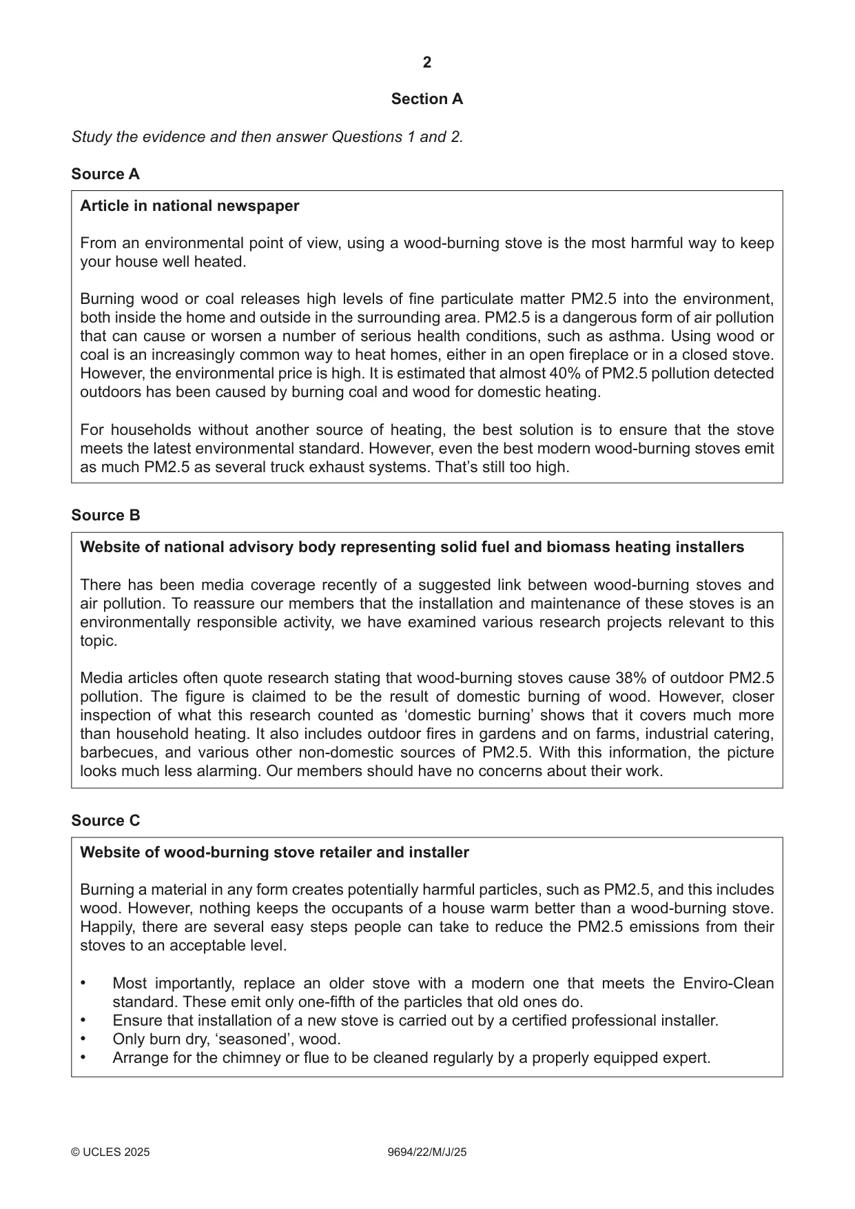 Cambridge A Level Thinking Skills 9694 2025 May/June Paper 2 · Variant 2 question paper, page 2 of 8