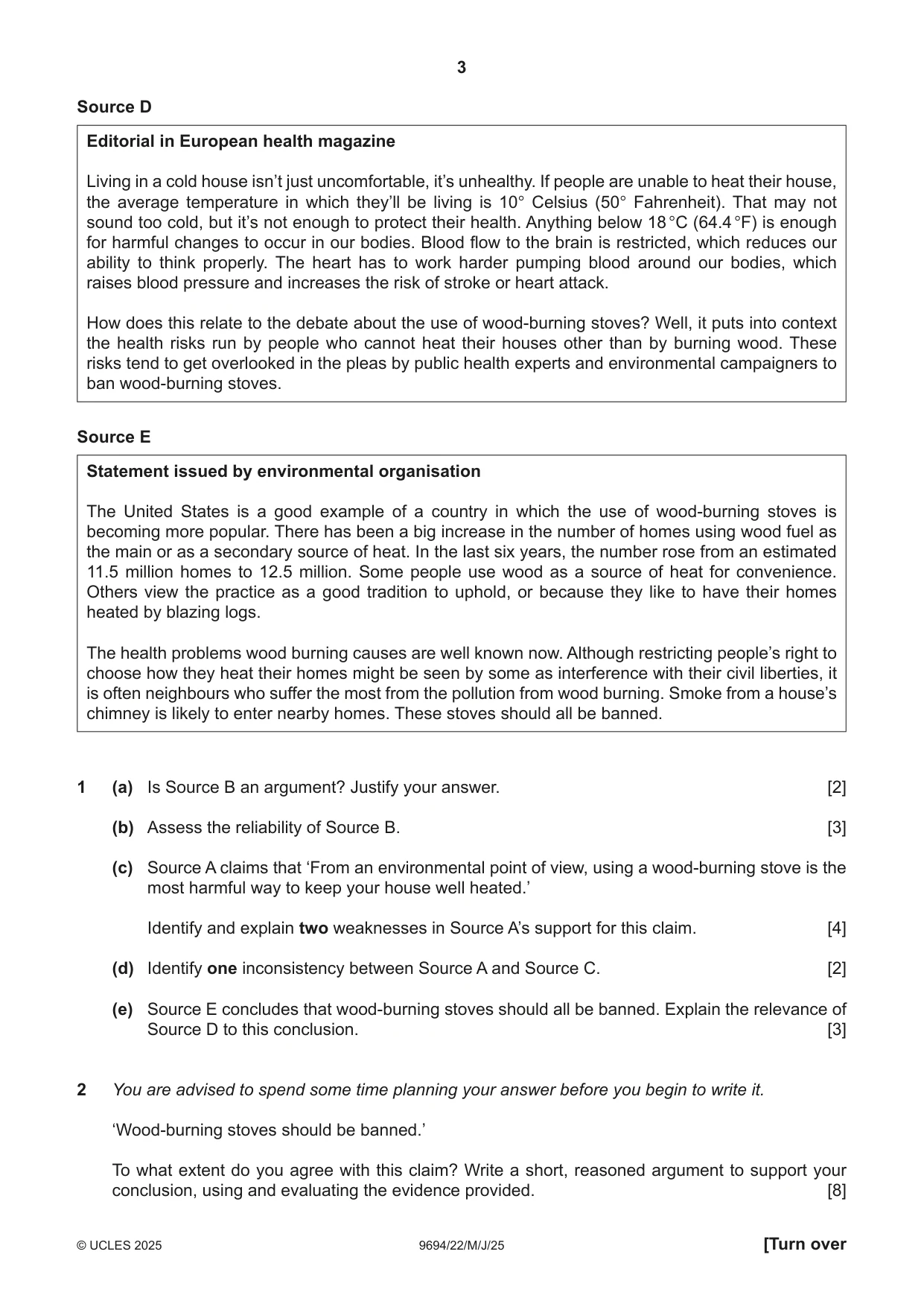 Cambridge A Level Thinking Skills 9694 2025 May/June Paper 2 · Variant 2 question paper, page 3 of 8