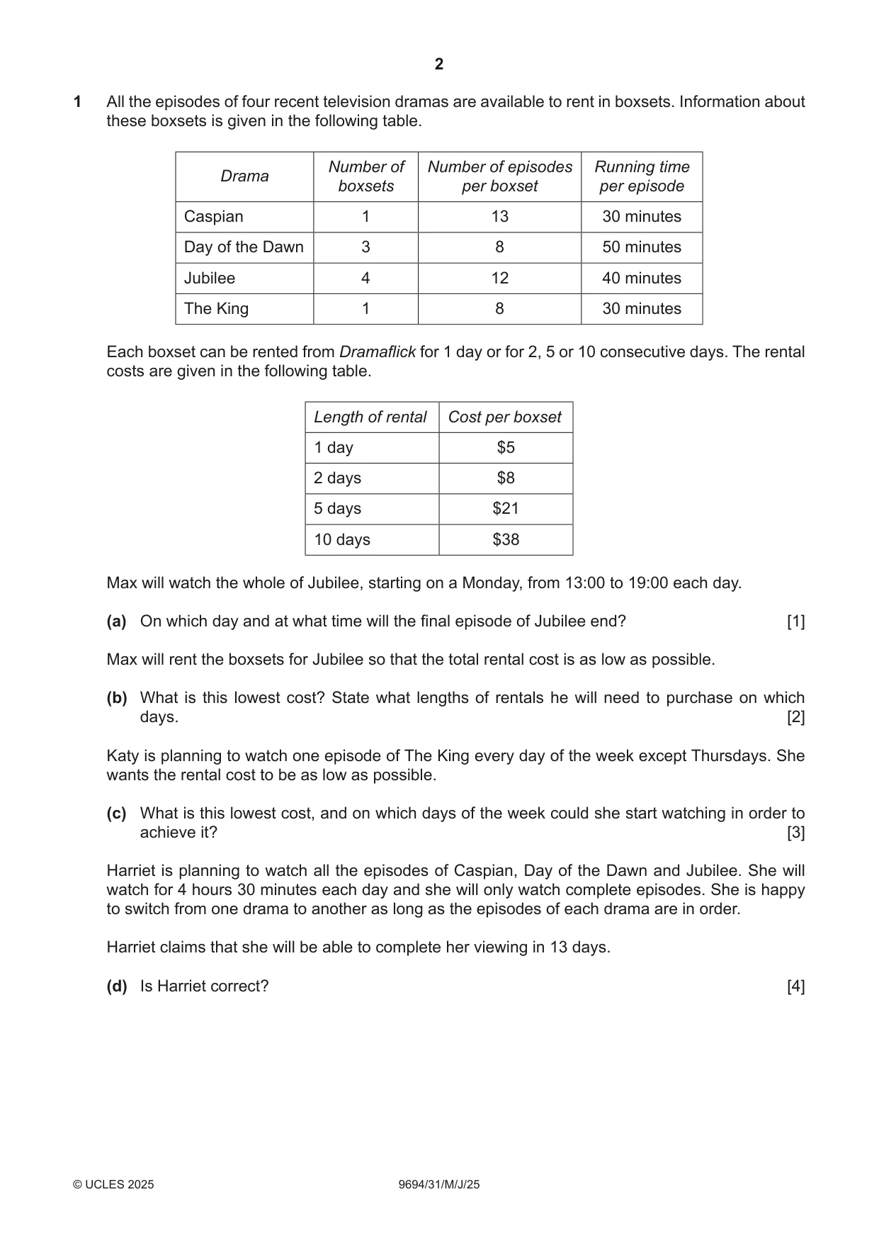 Cambridge A Level Thinking Skills 9694 2025 May/June Paper 3 · Variant 1 question paper, page 2 of 8