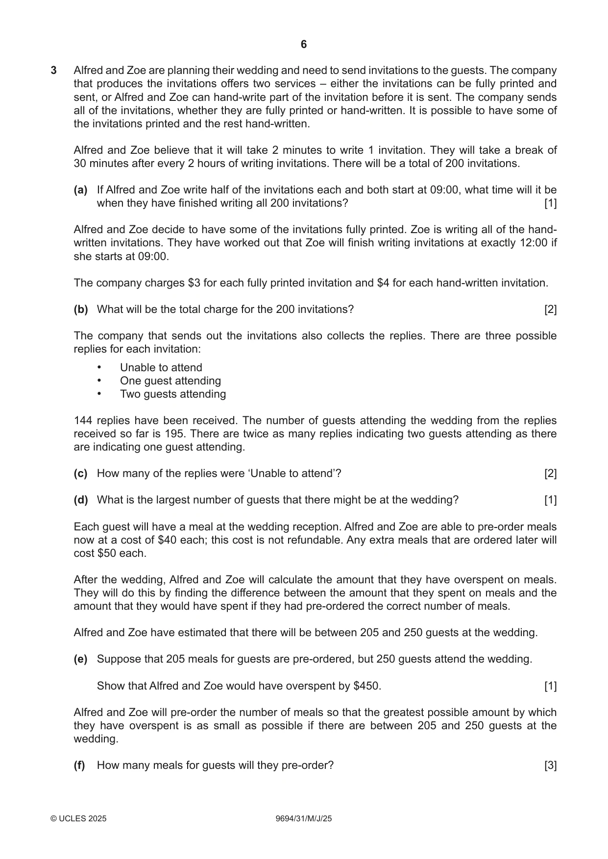 Cambridge A Level Thinking Skills 9694 2025 May/June Paper 3 · Variant 1 question paper, page 6 of 8