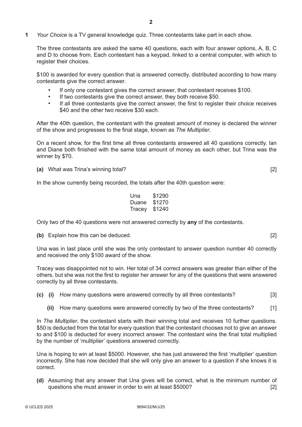 Cambridge A Level Thinking Skills 9694 2025 May/June Paper 3 · Variant 2 question paper, page 2 of 12