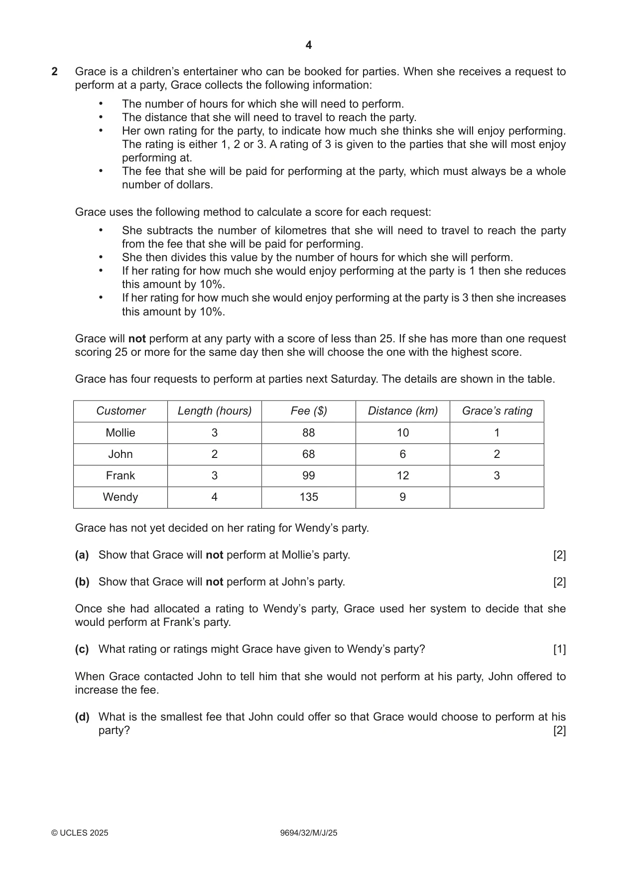 Cambridge A Level Thinking Skills 9694 2025 May/June Paper 3 · Variant 2 question paper, page 4 of 12