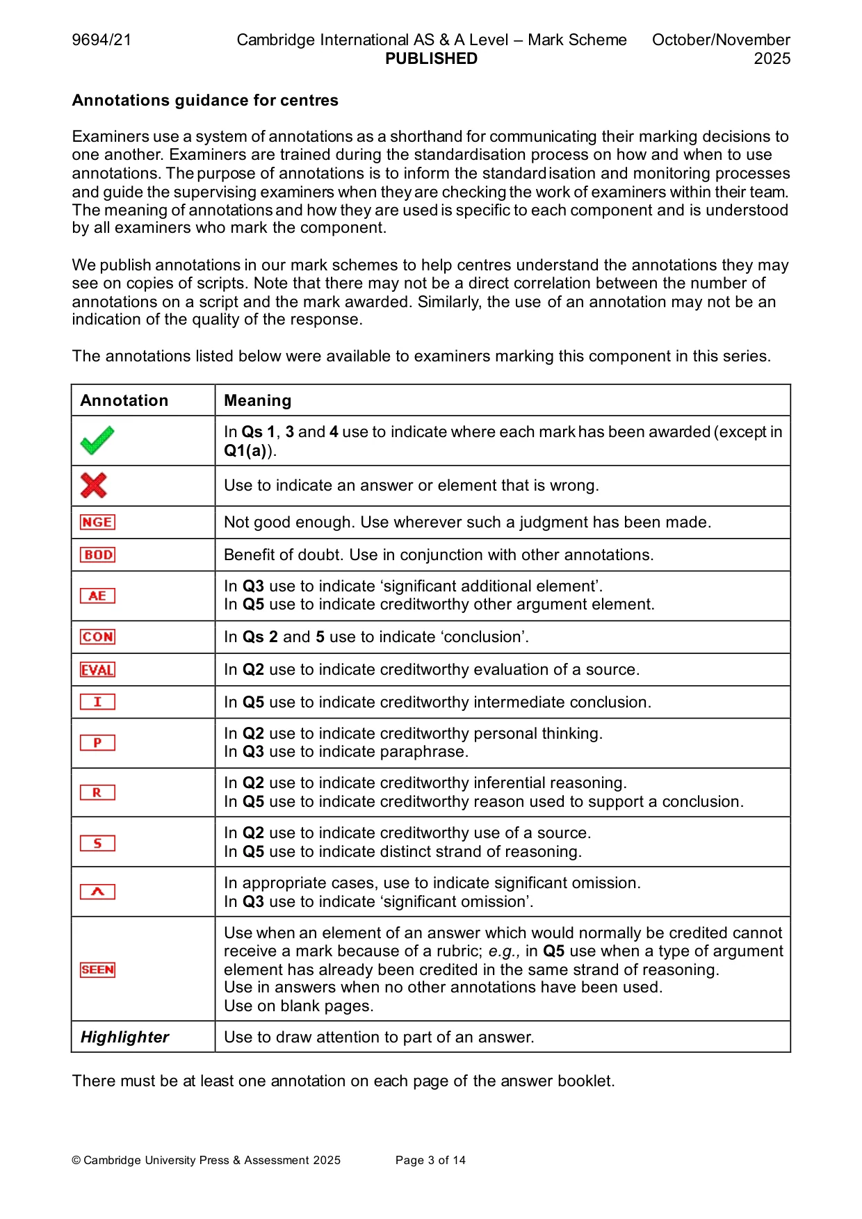 Mark scheme, page 3 of 14