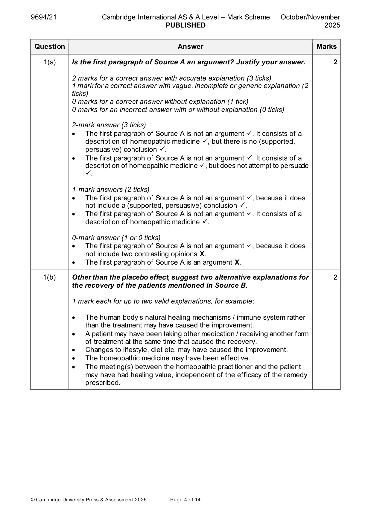 Mark scheme, page 4 of 14