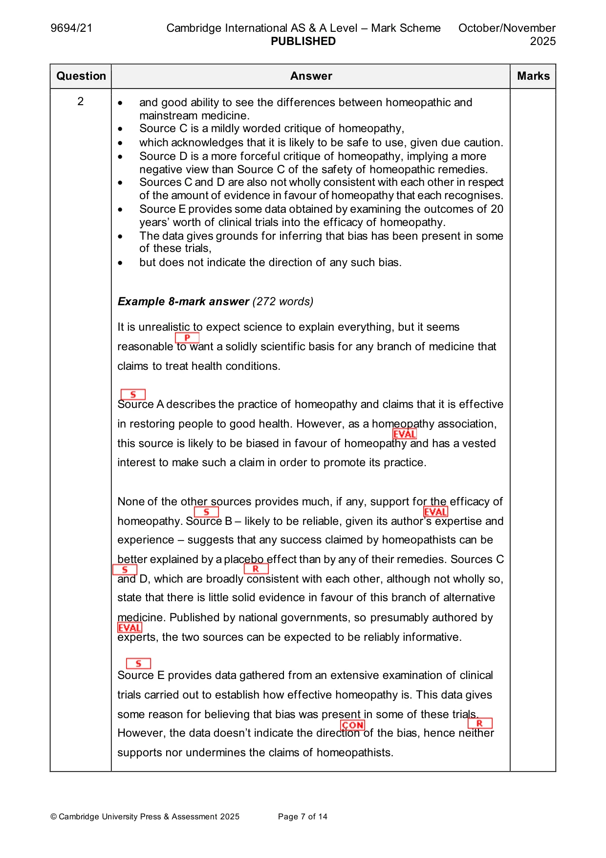 Mark scheme, page 7 of 14