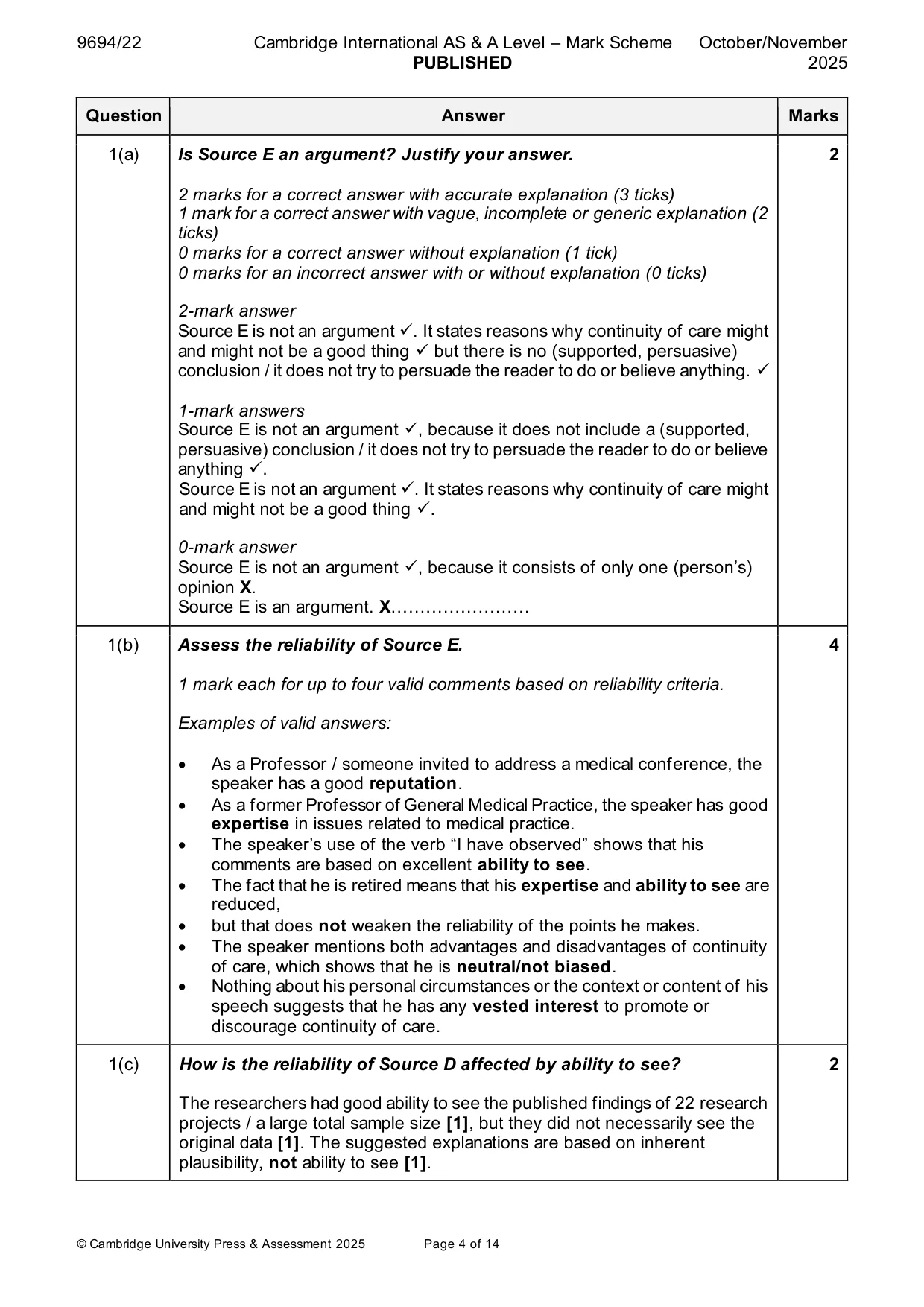 Mark scheme, page 4 of 14