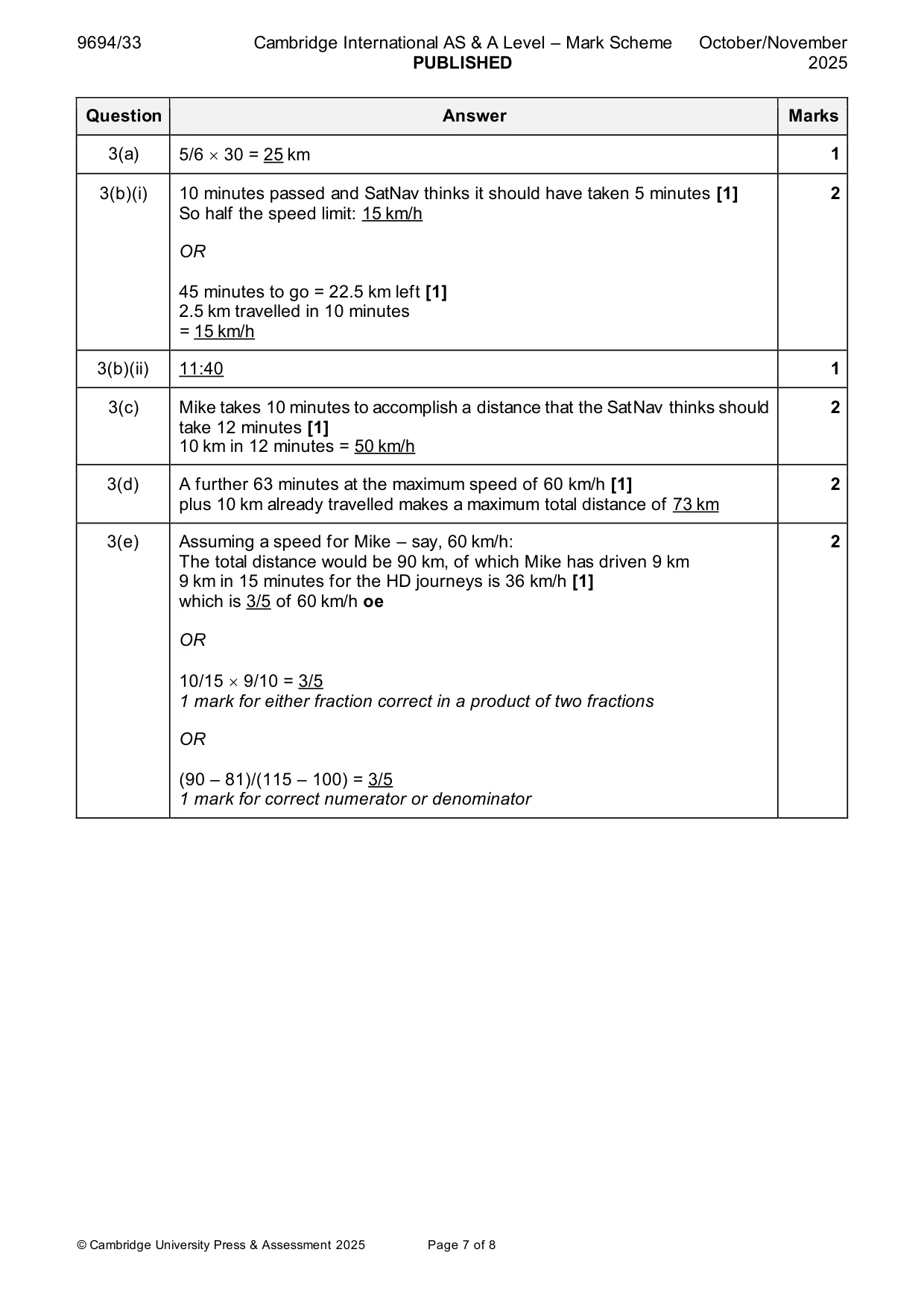 Mark scheme, page 7 of 8