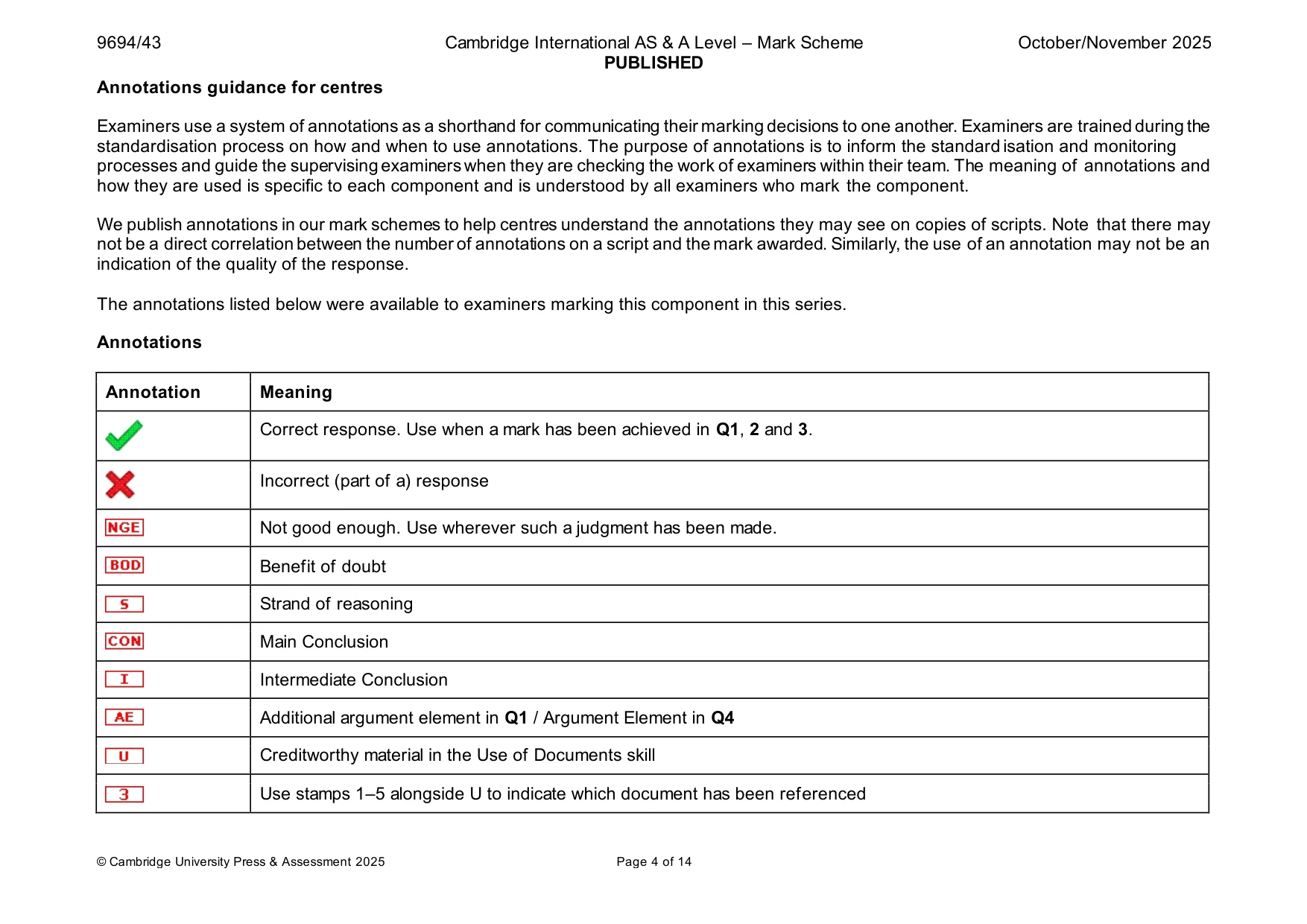 Mark scheme, page 4 of 14