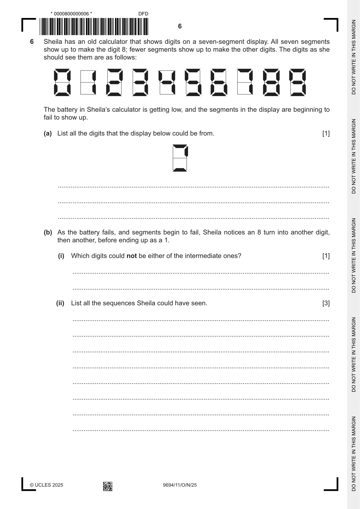 Cambridge A Level Thinking Skills 9694 2025 Oct/Nov Paper 1 · Variant 1 question paper, page 6 of 16