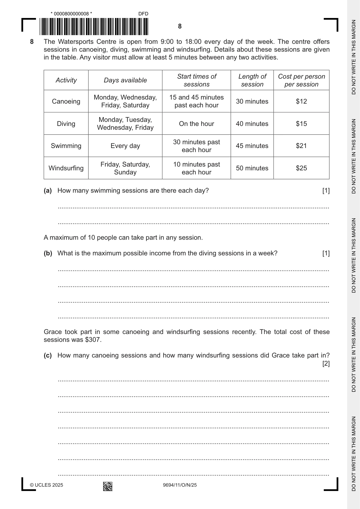 Cambridge A Level Thinking Skills 9694 2025 Oct/Nov Paper 1 · Variant 1 question paper, page 8 of 16