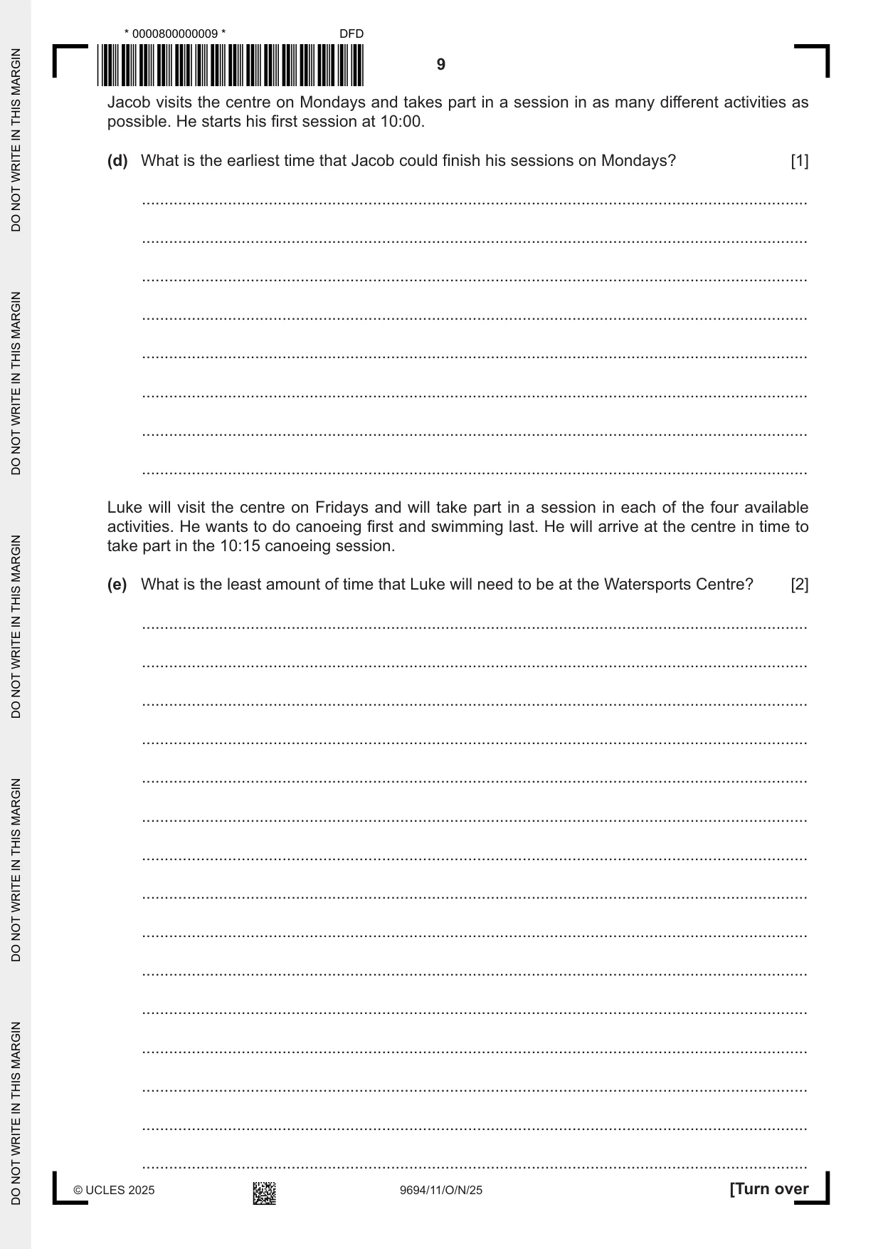 Cambridge A Level Thinking Skills 9694 2025 Oct/Nov Paper 1 · Variant 1 question paper, page 9 of 16