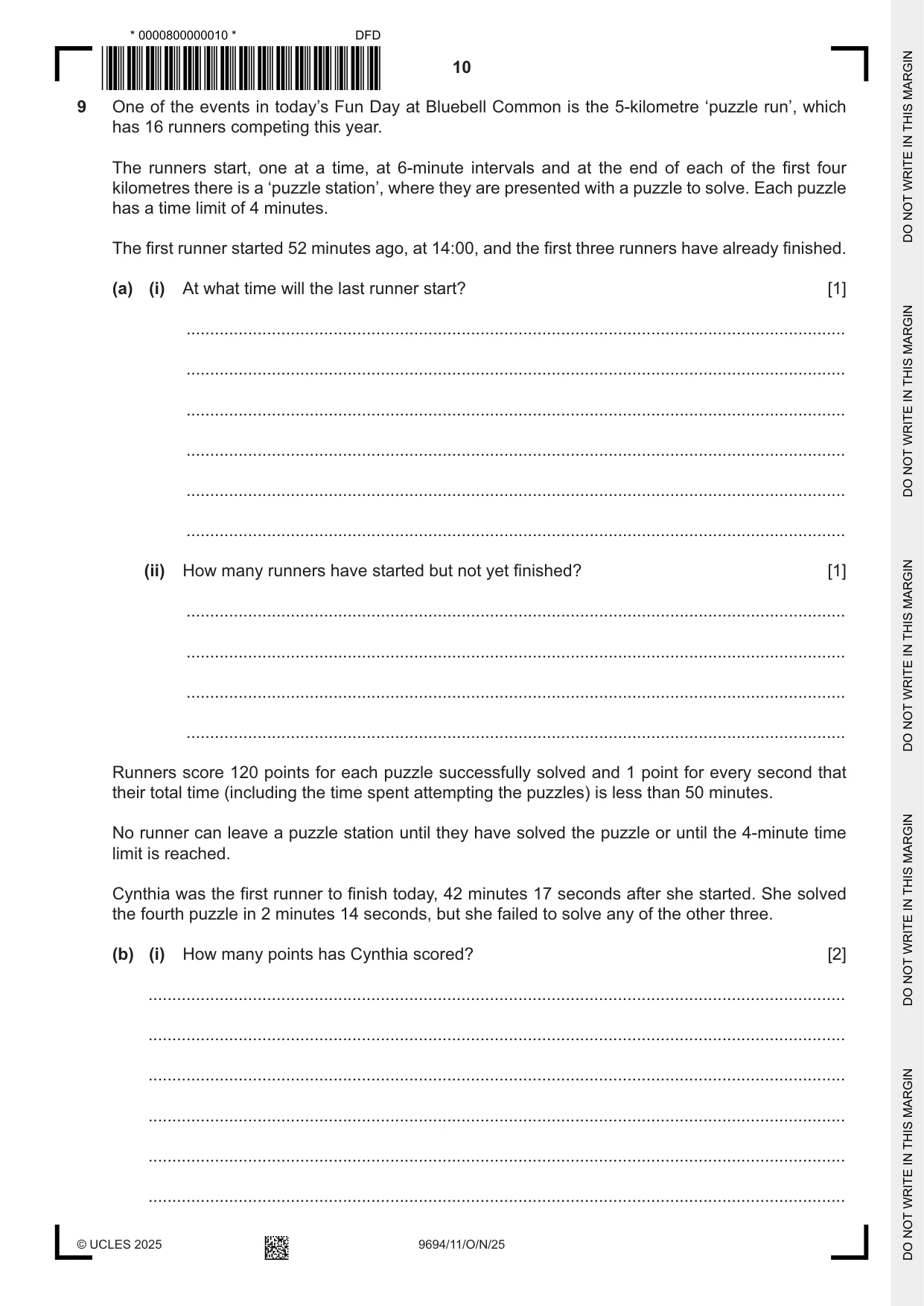 Cambridge A Level Thinking Skills 9694 2025 Oct/Nov Paper 1 · Variant 1 question paper, page 10 of 16