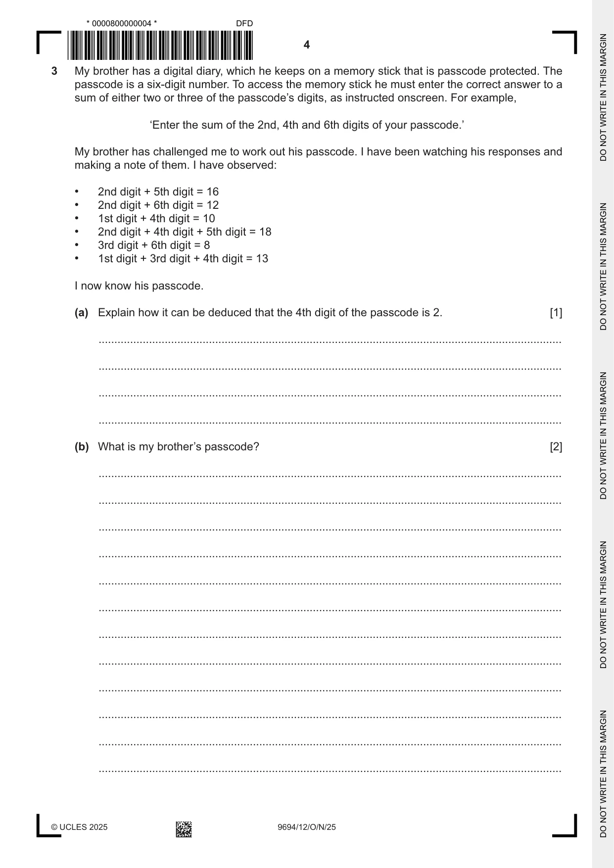 Cambridge A Level Thinking Skills 9694 2025 Oct/Nov Paper 1 · Variant 2 question paper, page 4 of 16