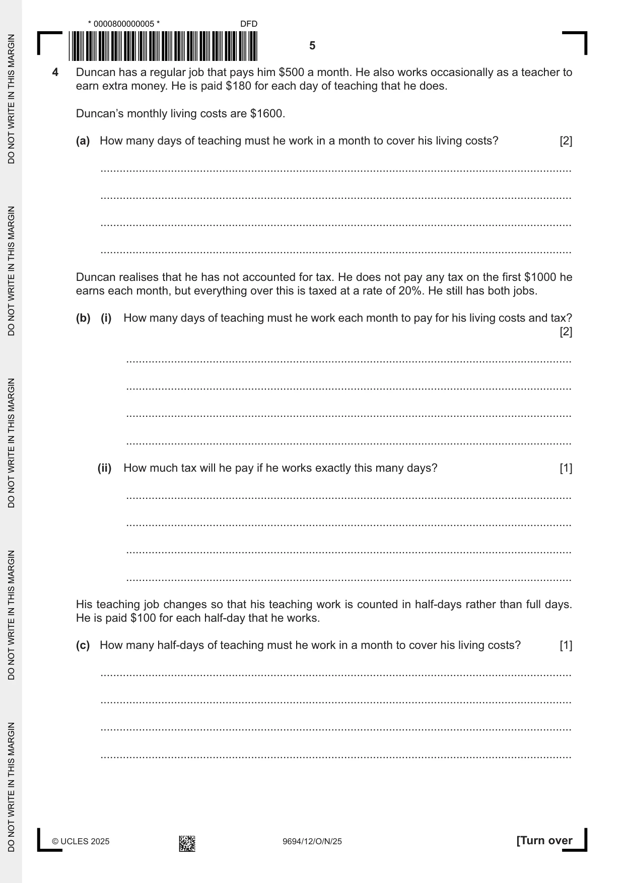 Cambridge A Level Thinking Skills 9694 2025 Oct/Nov Paper 1 · Variant 2 question paper, page 5 of 16