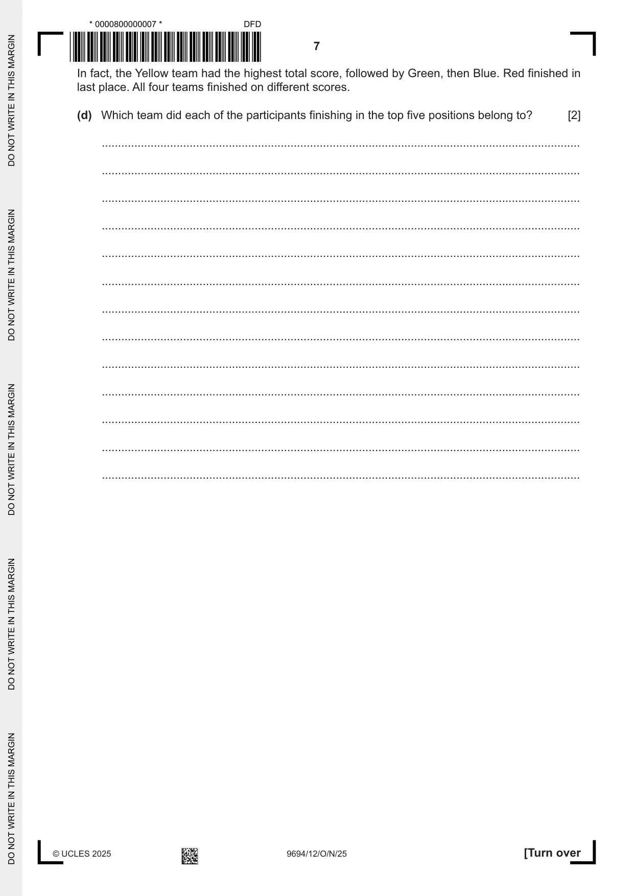 Cambridge A Level Thinking Skills 9694 2025 Oct/Nov Paper 1 · Variant 2 question paper, page 7 of 16