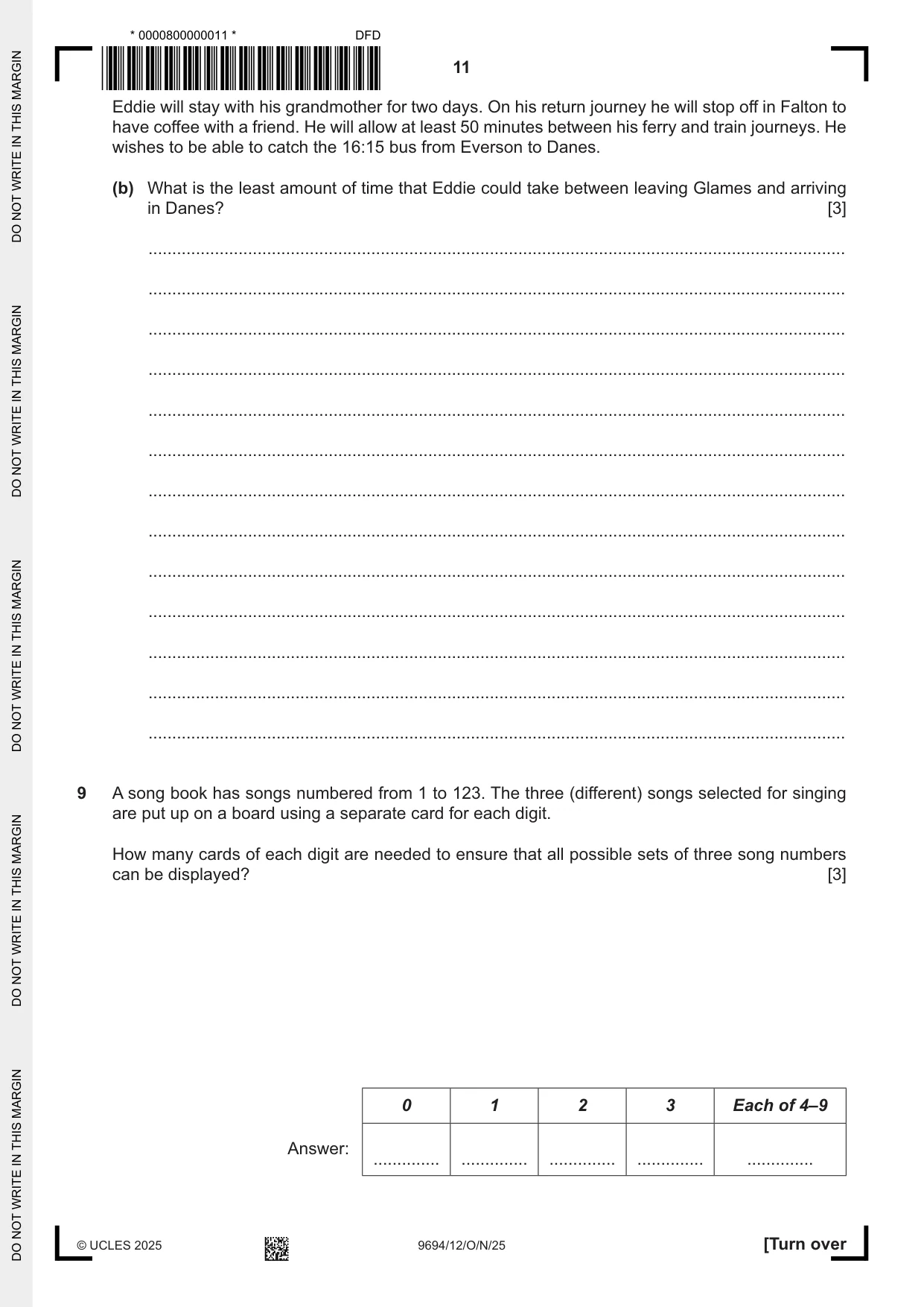 Cambridge A Level Thinking Skills 9694 2025 Oct/Nov Paper 1 · Variant 2 question paper, page 11 of 16