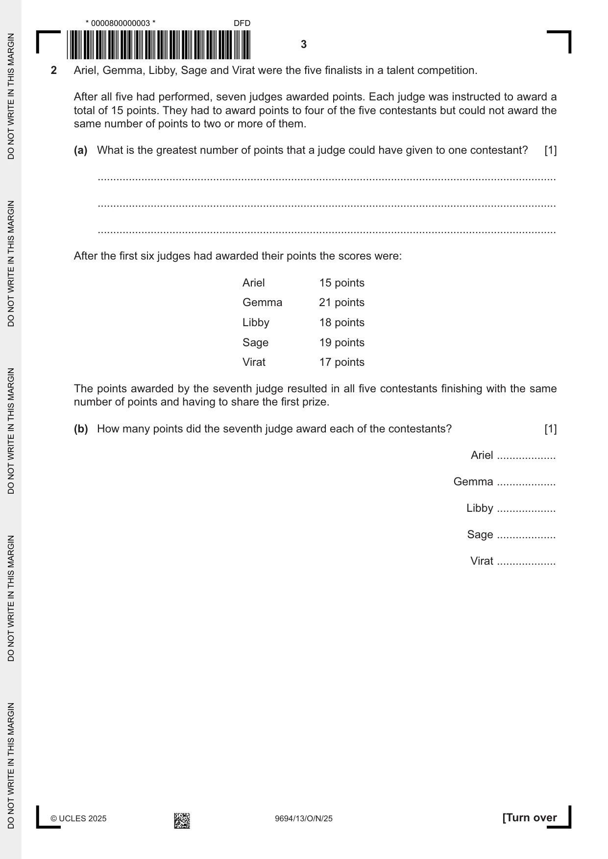 Cambridge A Level Thinking Skills 9694 2025 Oct/Nov Paper 1 · Variant 3 question paper, page 3 of 16
