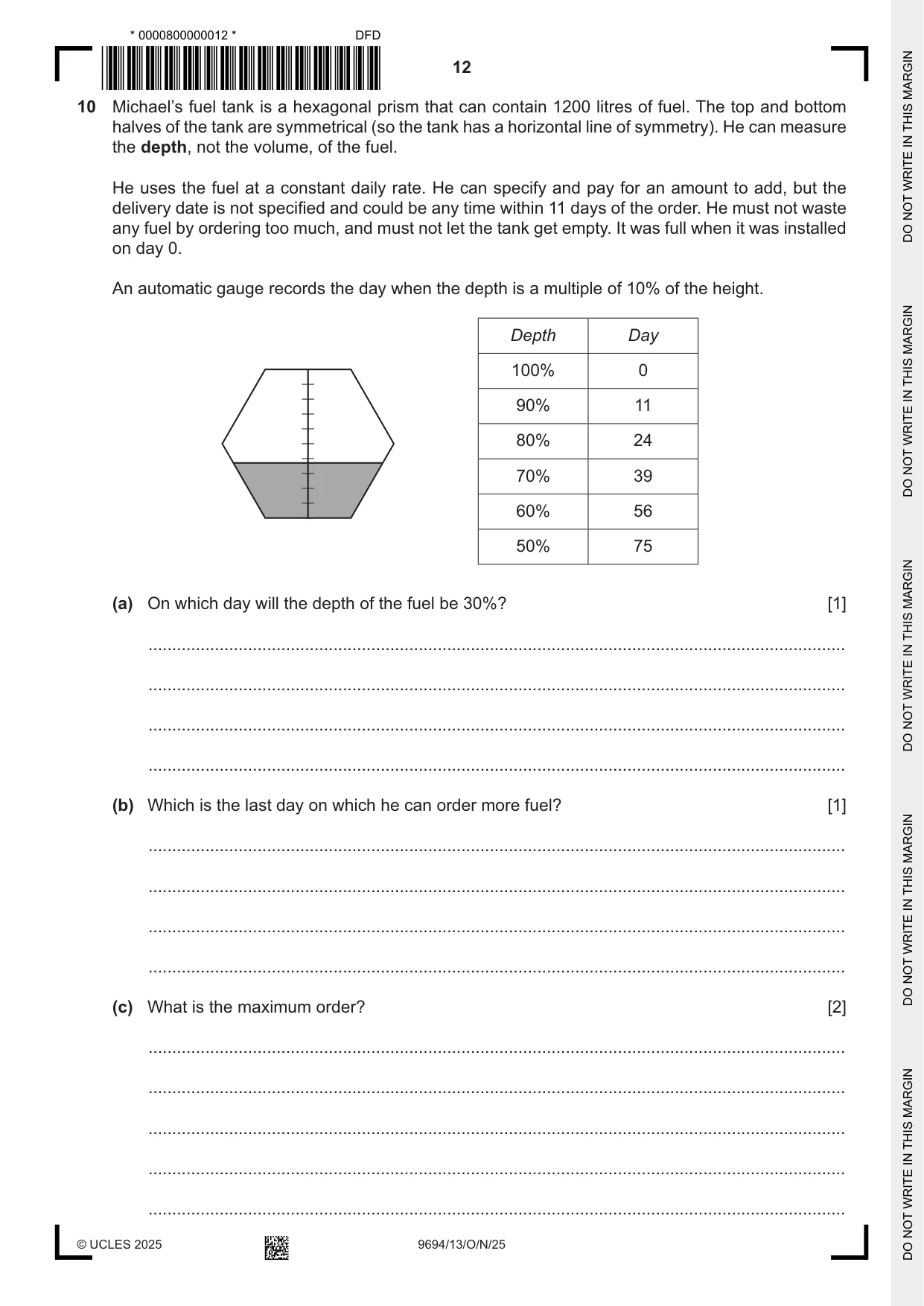 Cambridge A Level Thinking Skills 9694 2025 Oct/Nov Paper 1 · Variant 3 question paper, page 12 of 16
