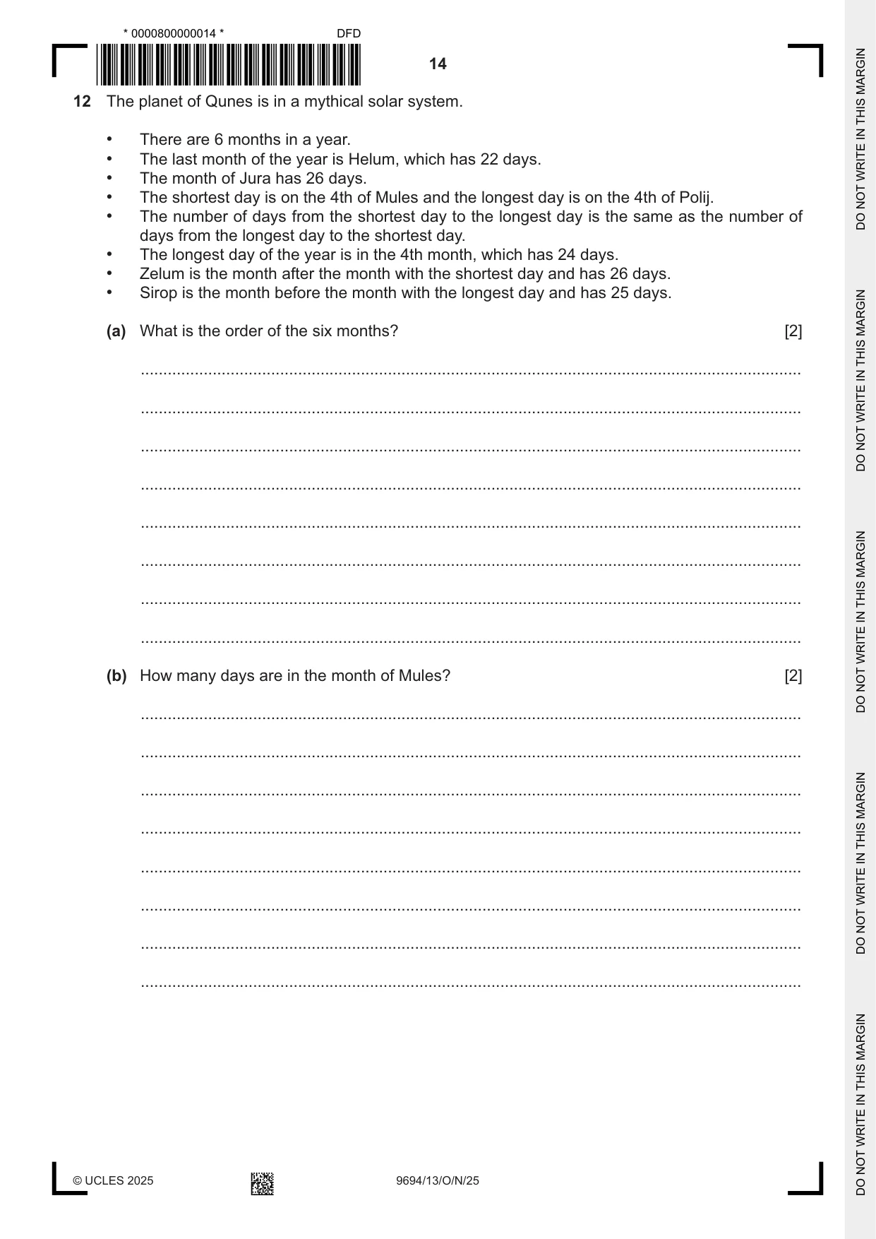 Cambridge A Level Thinking Skills 9694 2025 Oct/Nov Paper 1 · Variant 3 question paper, page 14 of 16
