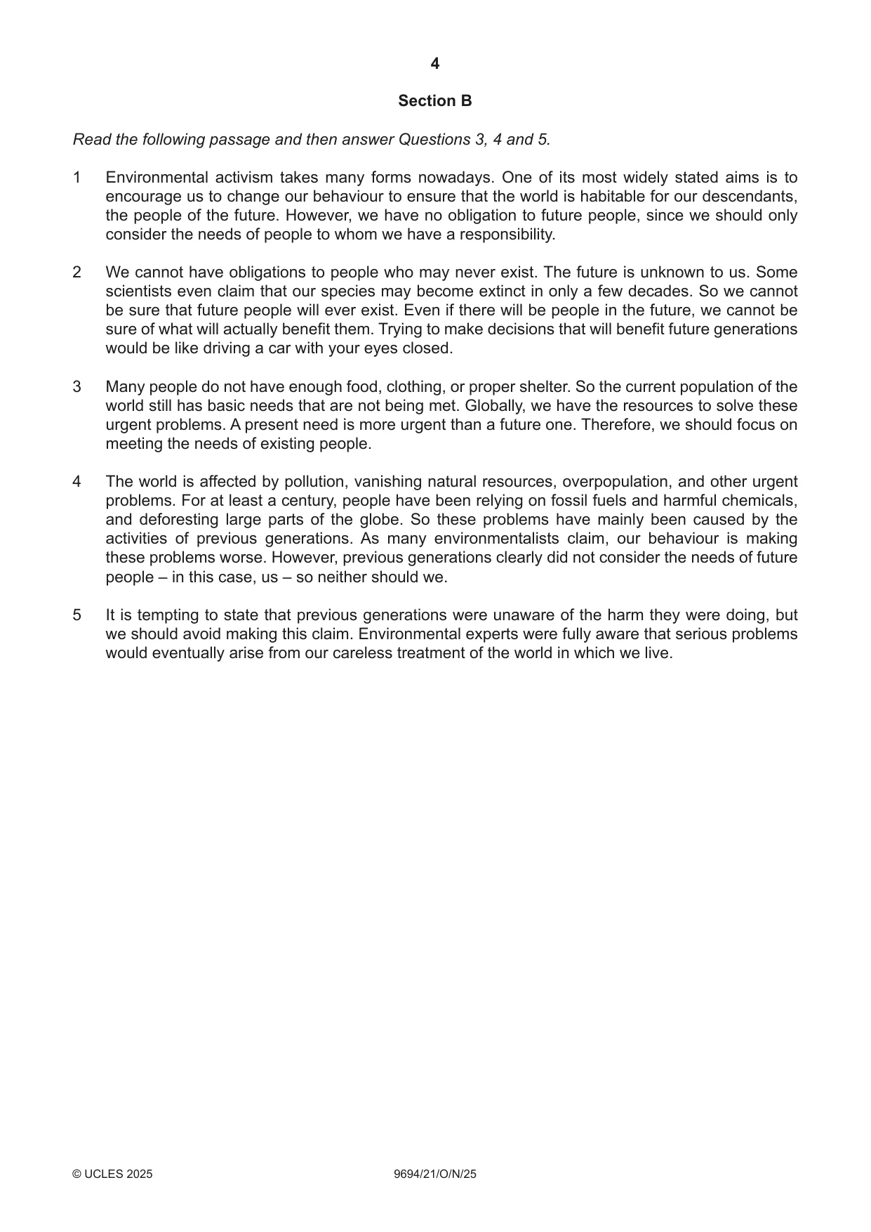 Cambridge A Level Thinking Skills 9694 2025 Oct/Nov Paper 2 · Variant 1 question paper, page 4 of 8