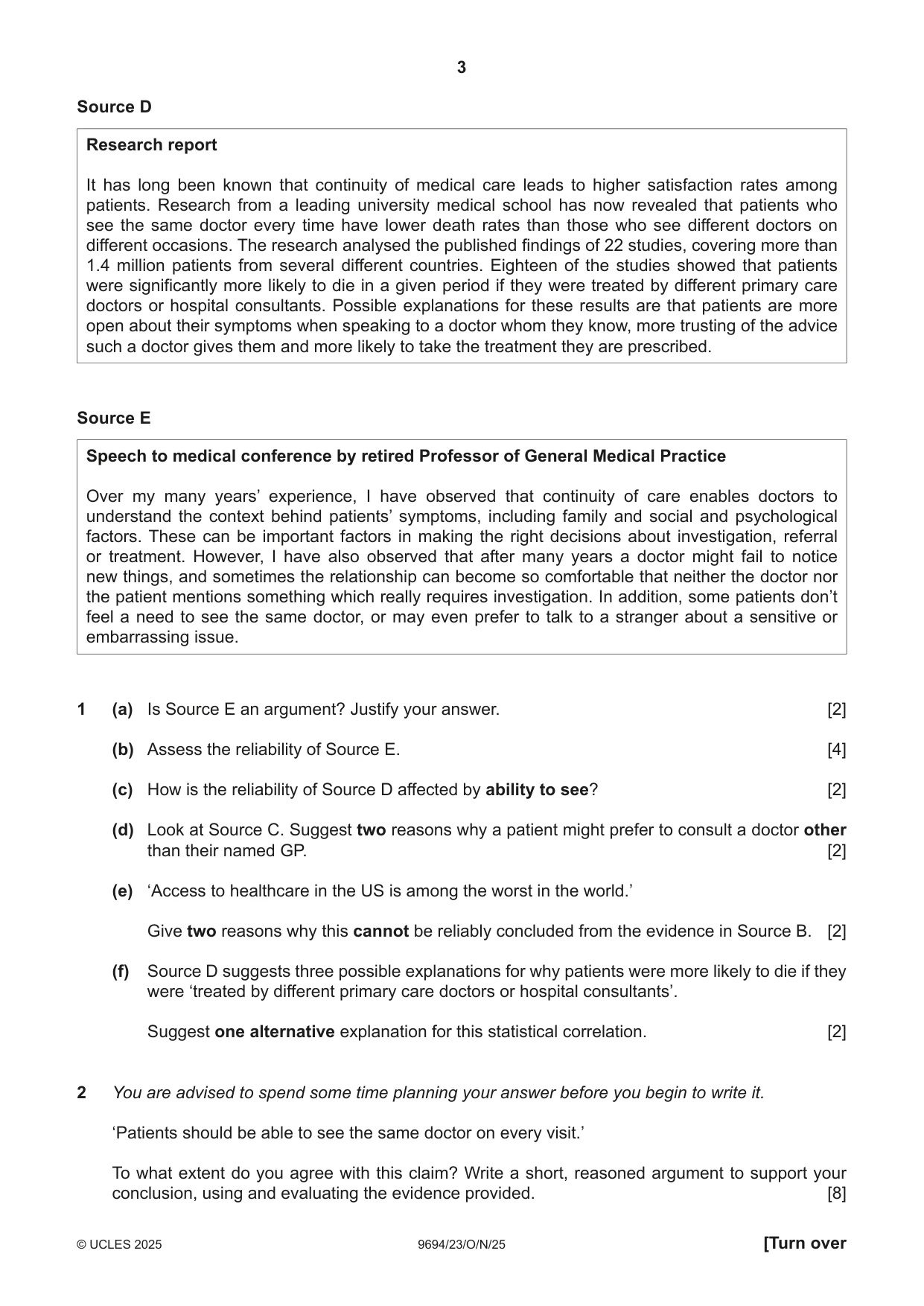 Cambridge A Level Thinking Skills 9694 2025 Oct/Nov Paper 2 · Variant 3 question paper, page 3 of 8