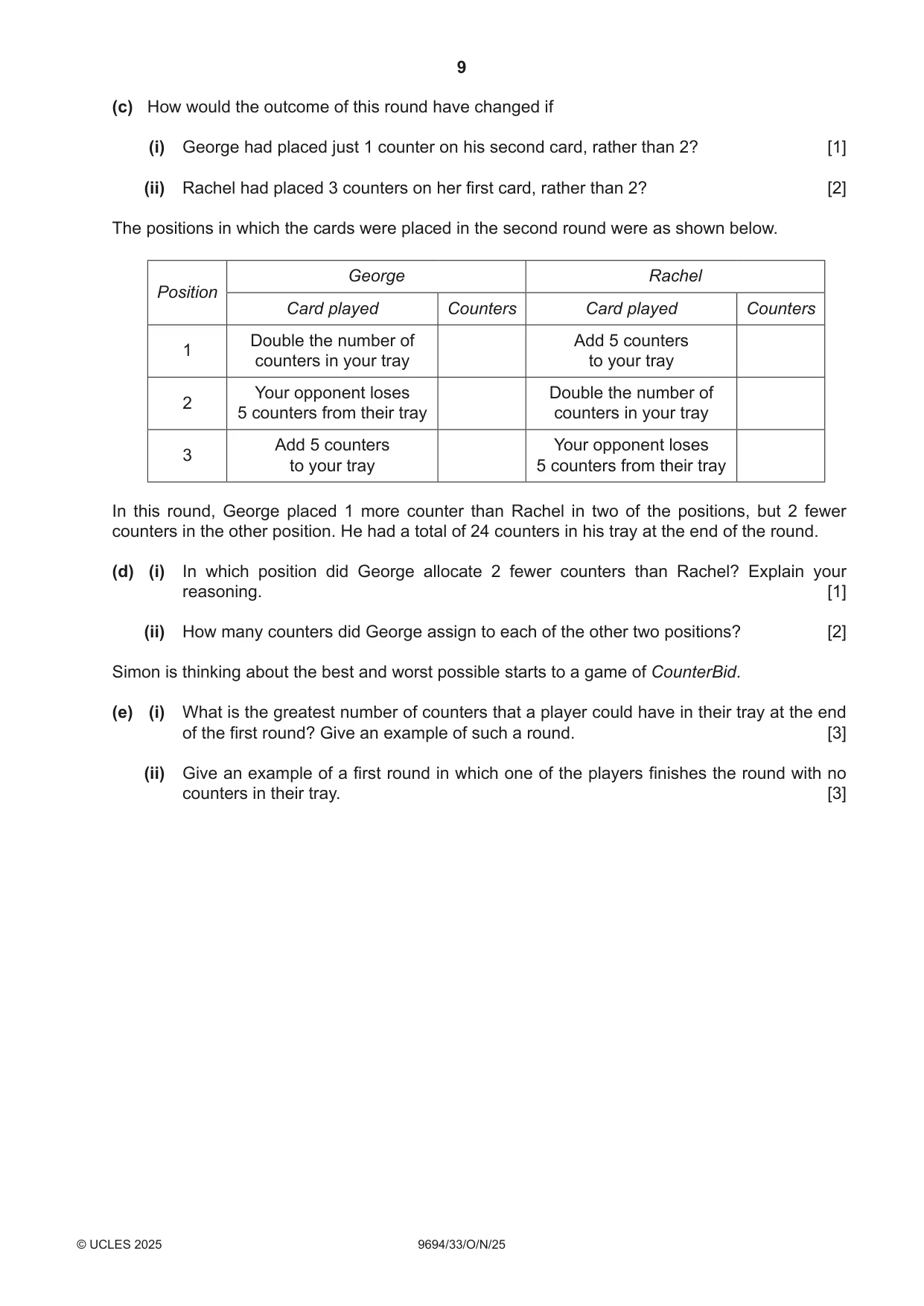 Cambridge A Level Thinking Skills 9694 2025 Oct/Nov Paper 3 · Variant 3 question paper, page 9 of 12