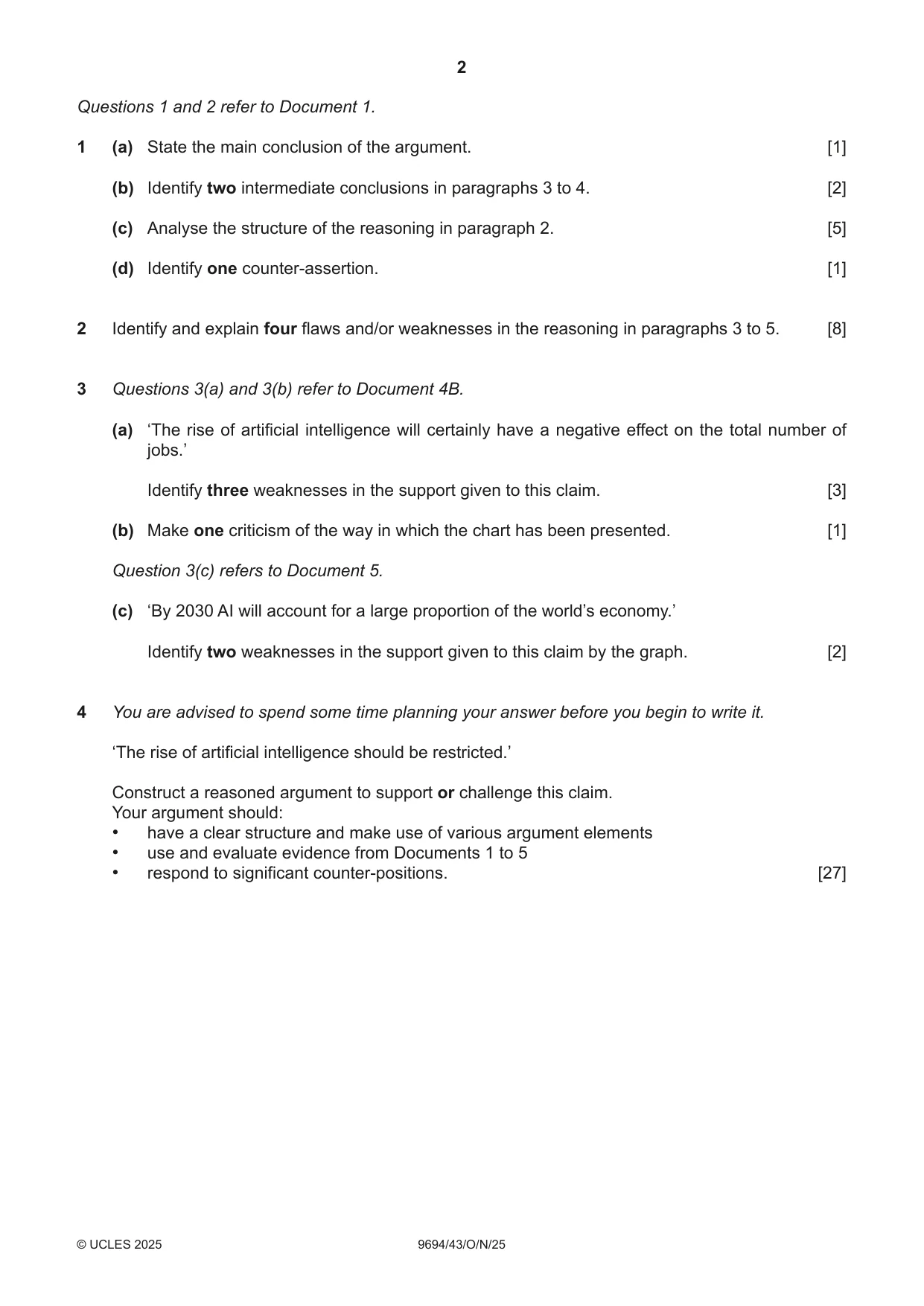 Cambridge A Level Thinking Skills 9694 2025 Oct/Nov Paper 4 · Variant 3 question paper, page 2 of 8