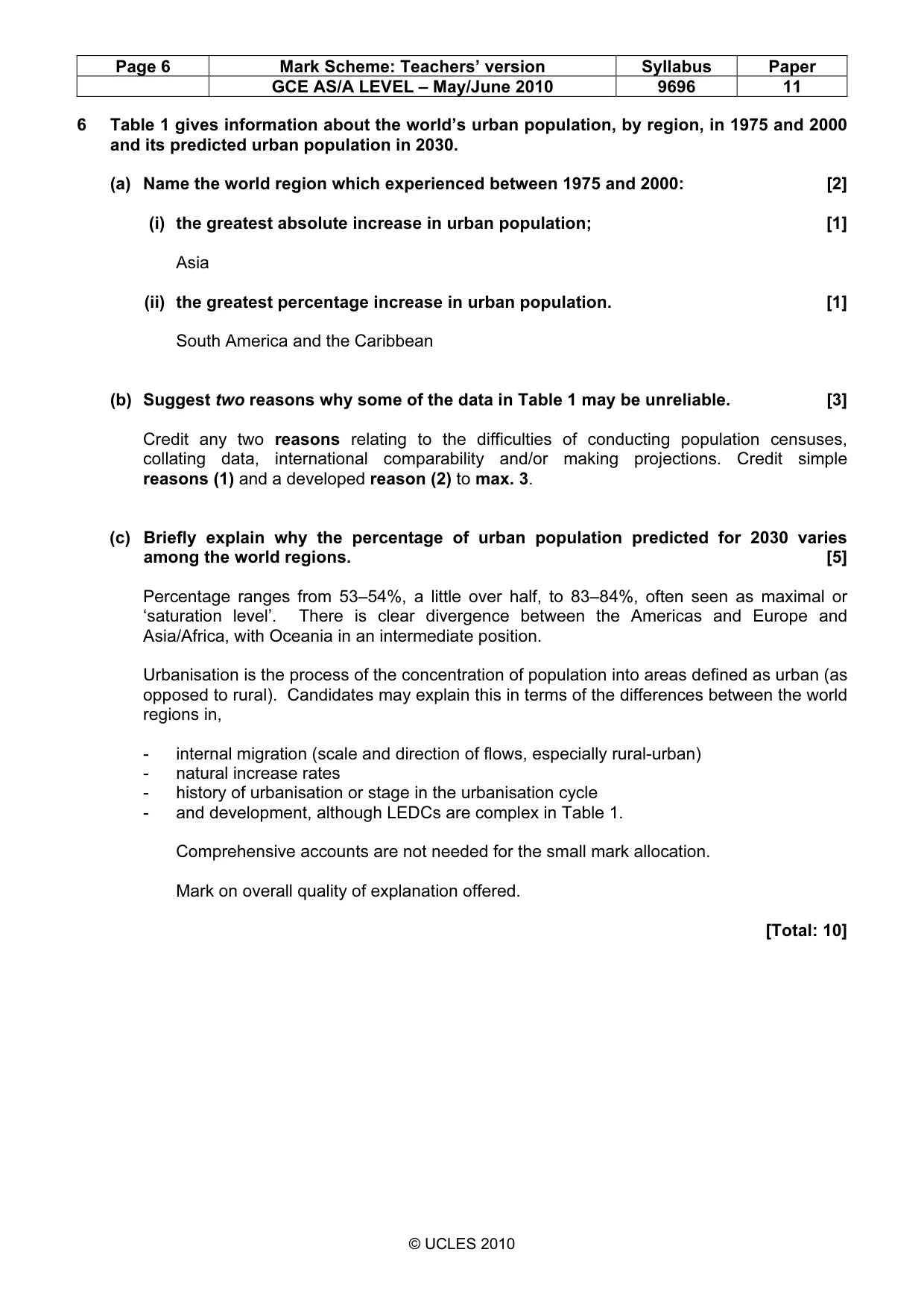 Mark scheme, page 6 of 12