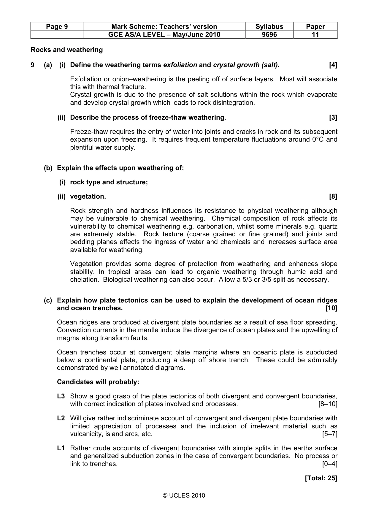 Mark scheme, page 9 of 12