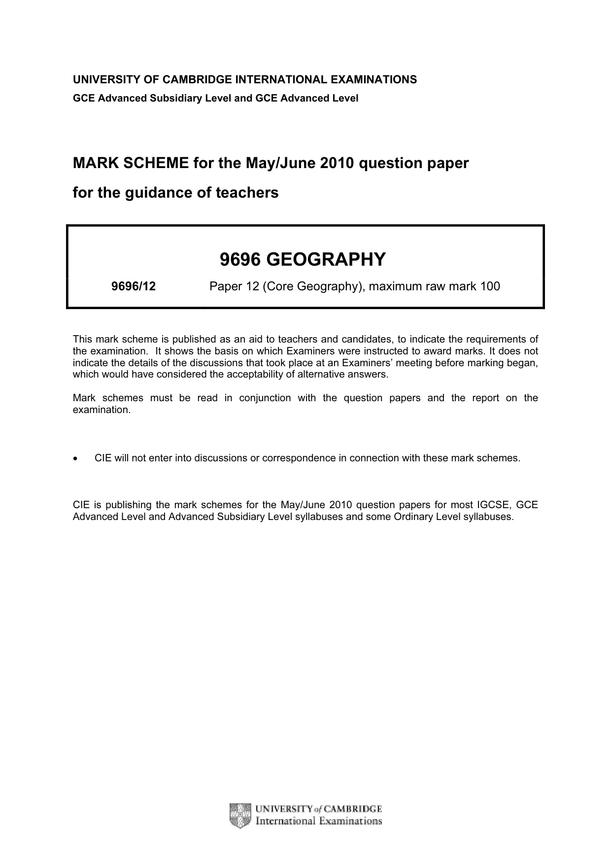 Mark scheme, page 1 of 13