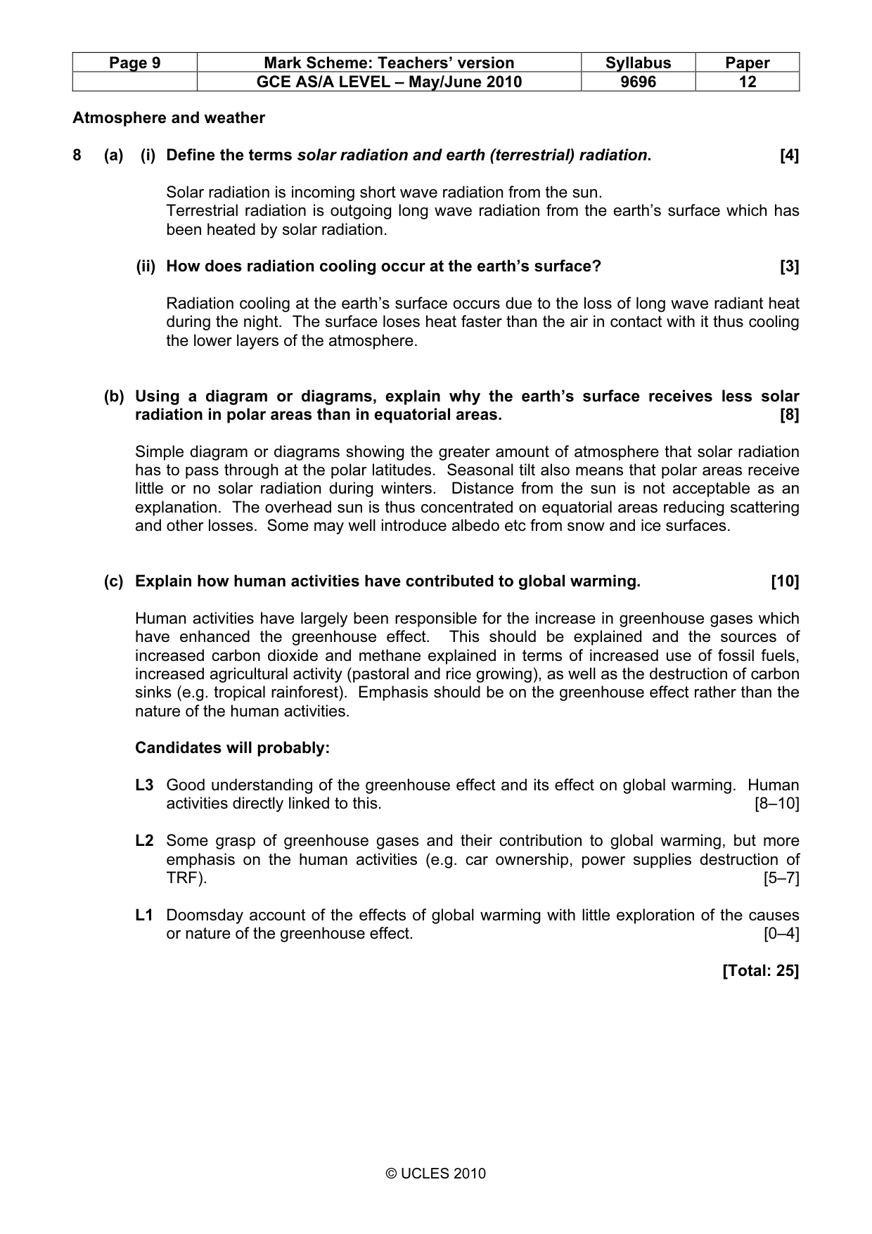 Mark scheme, page 9 of 13