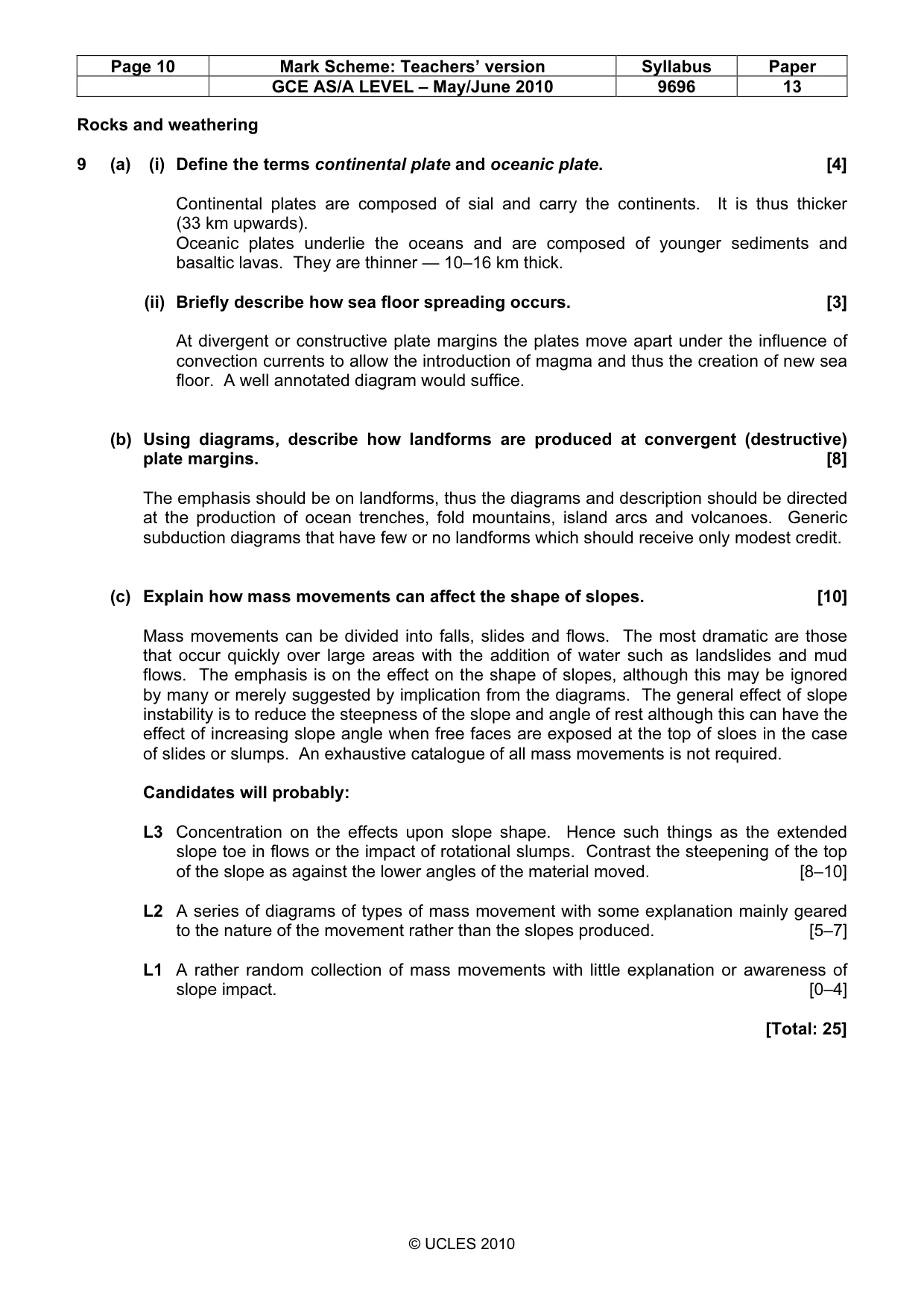 Mark scheme, page 10 of 13