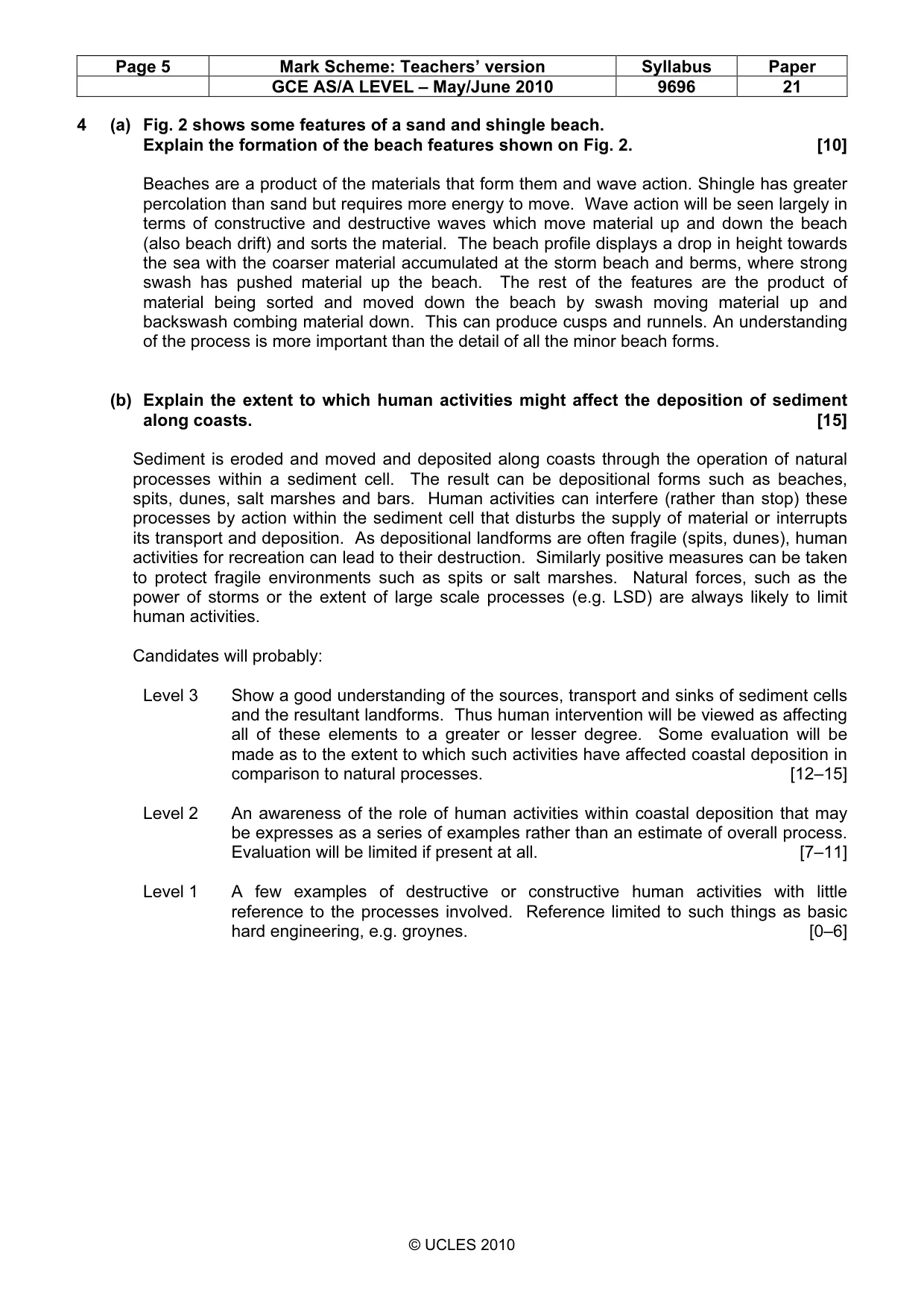 Mark scheme, page 5 of 9