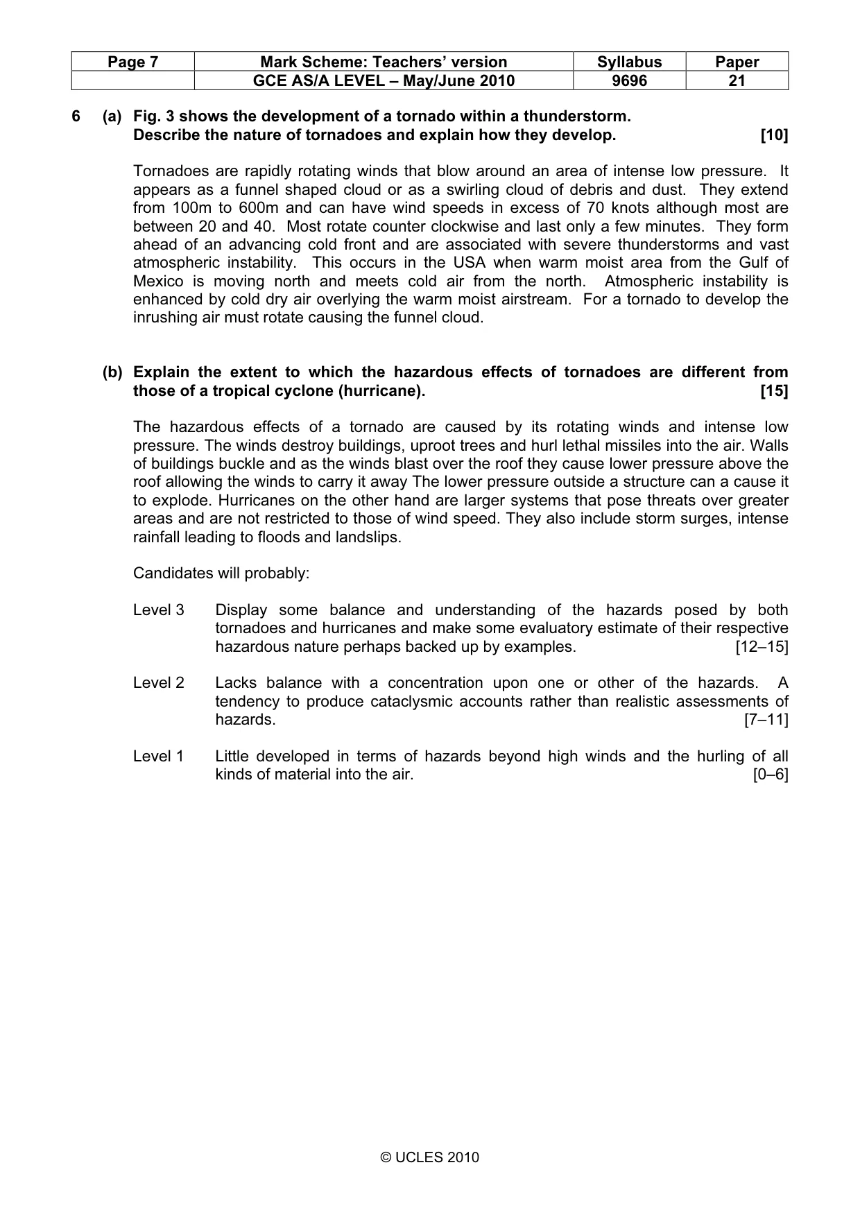 Mark scheme, page 7 of 9