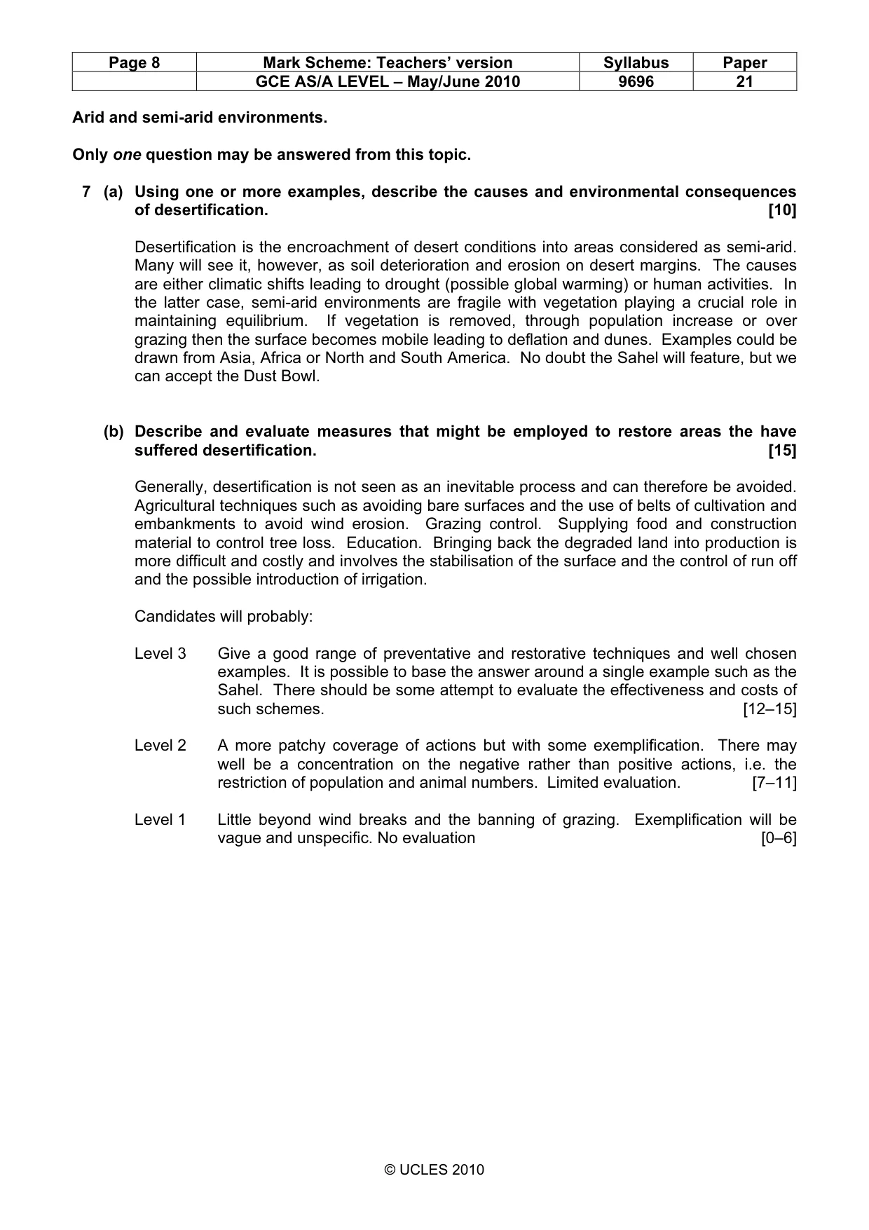 Mark scheme, page 8 of 9