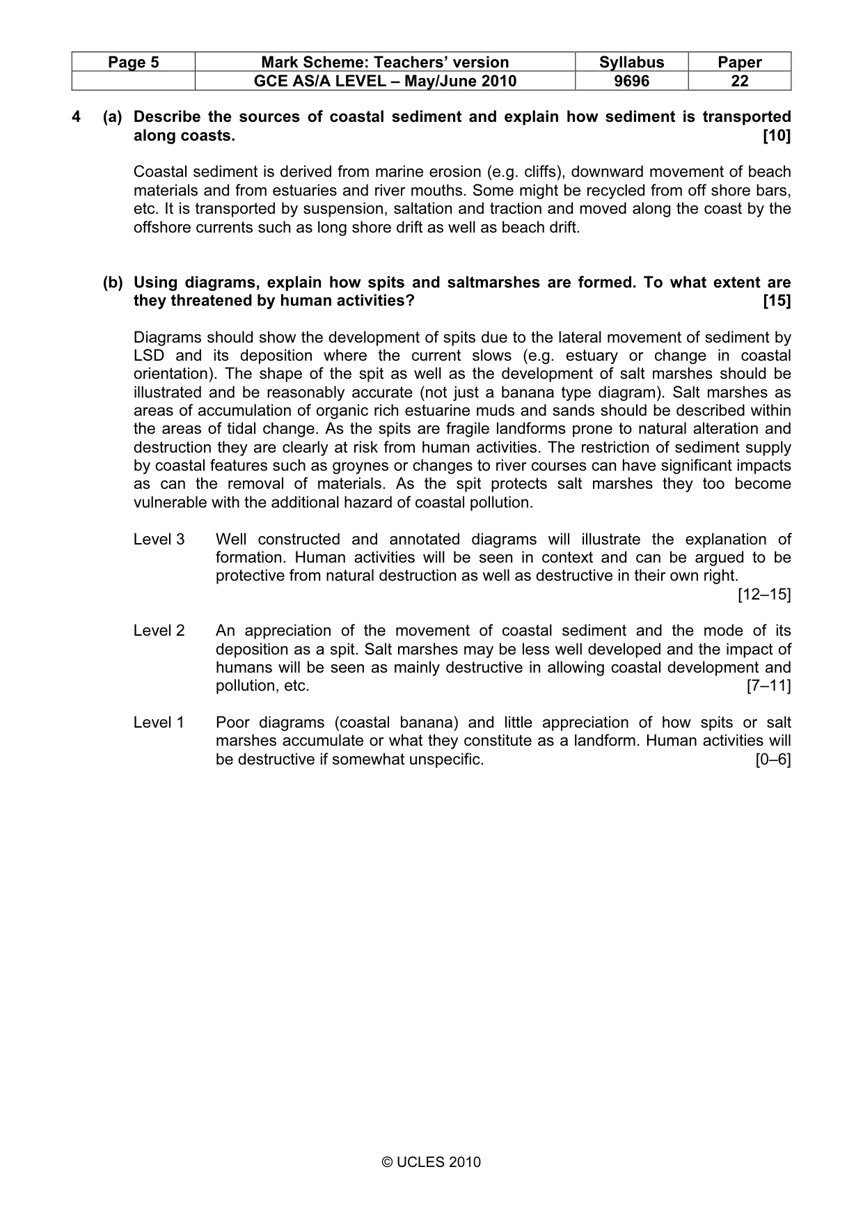 Mark scheme, page 5 of 9