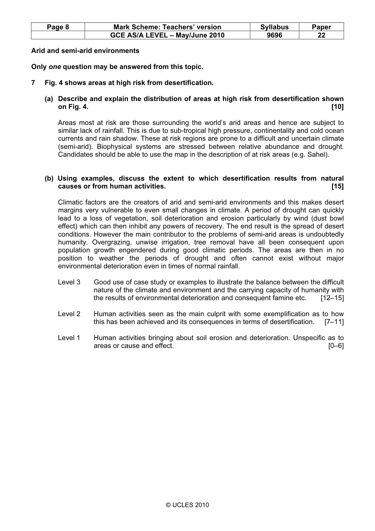 Mark scheme, page 8 of 9